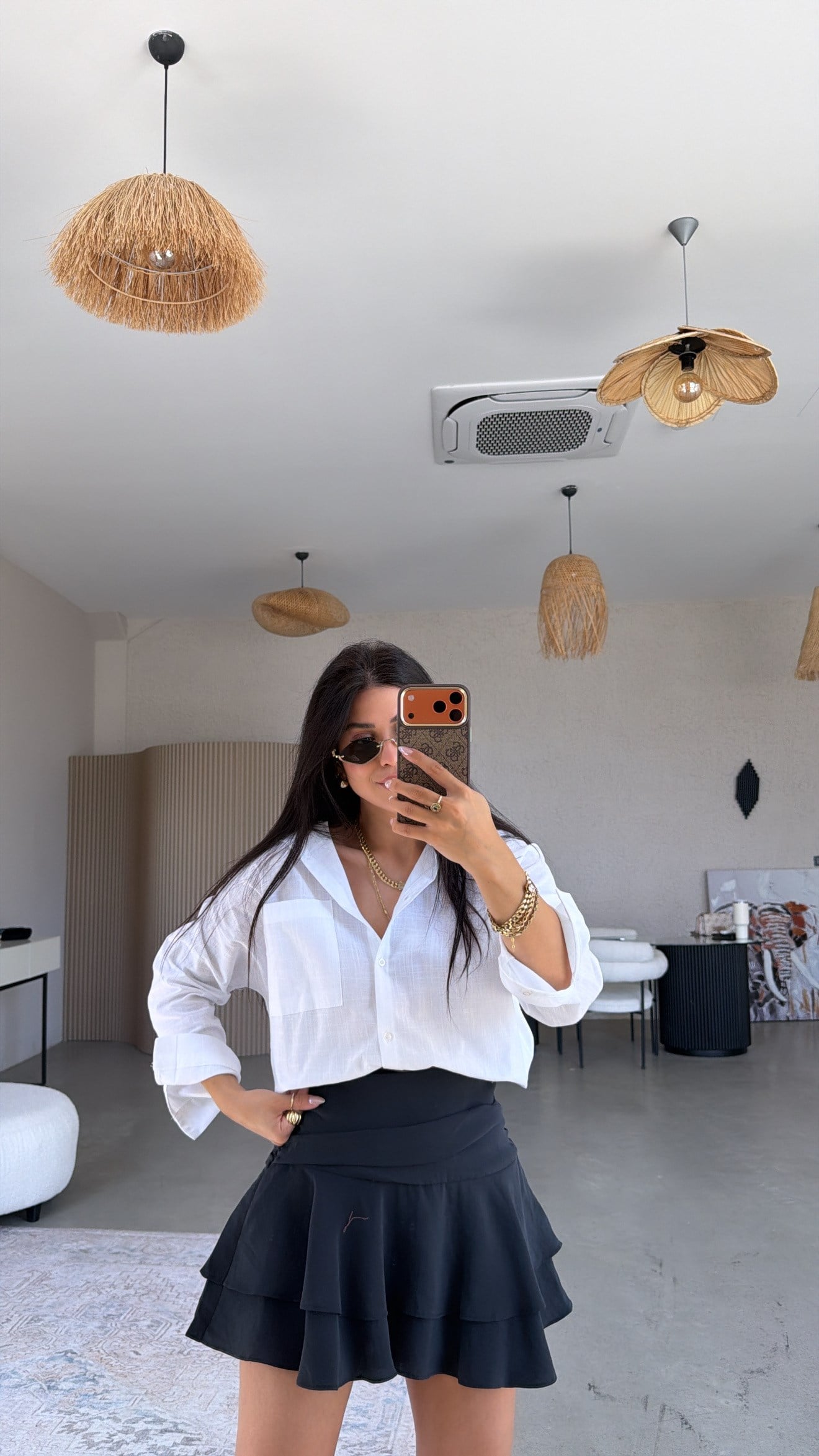 Antrasit Tensel Çift Kat Premium Şort Etek