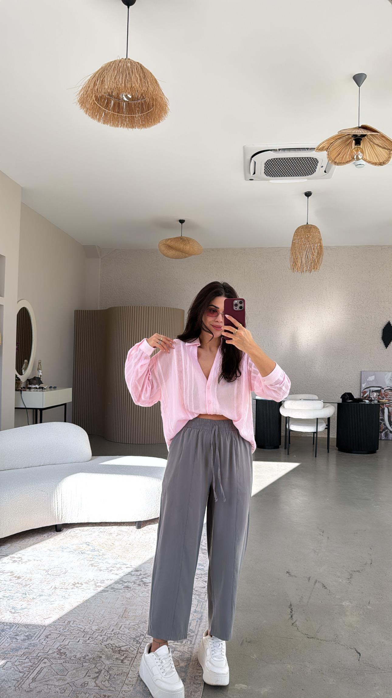 Antrasit Tensel Çımalı Pantolon