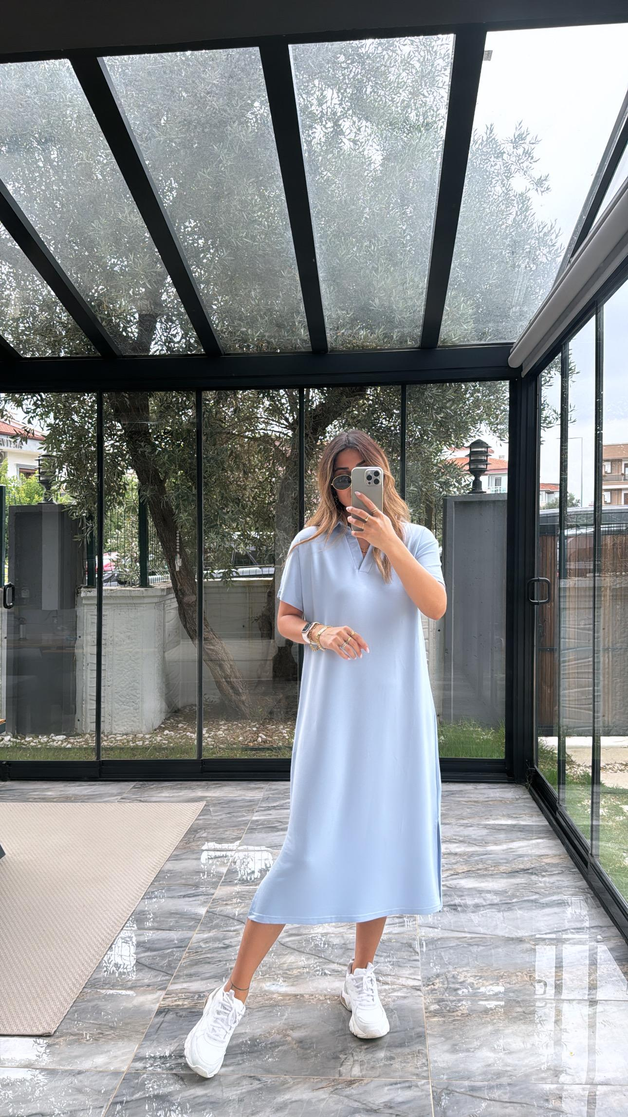 Bebe Mavi Polo Yakalı Elbise