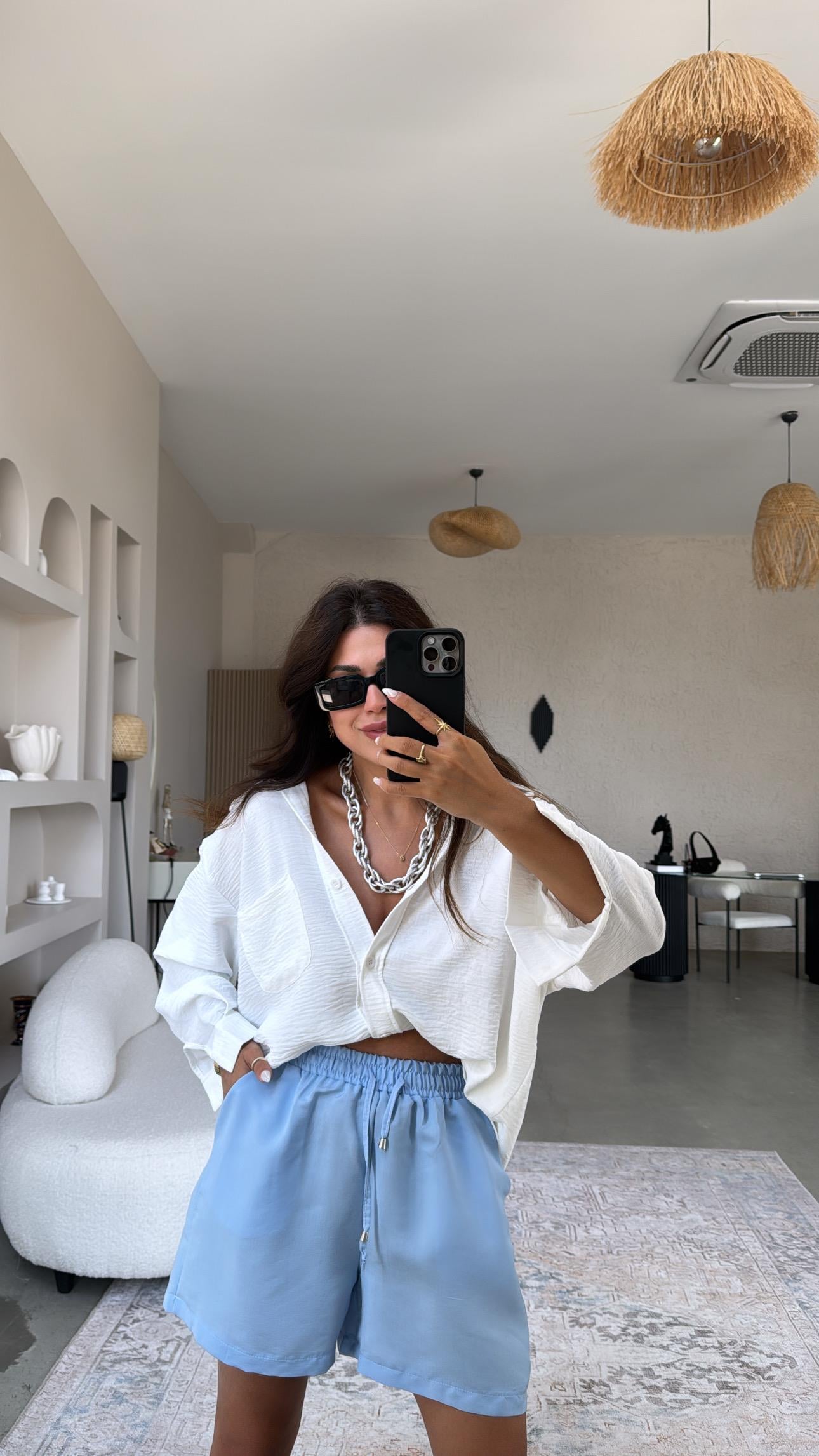 Bebe Mavi Tensel Basic Şort