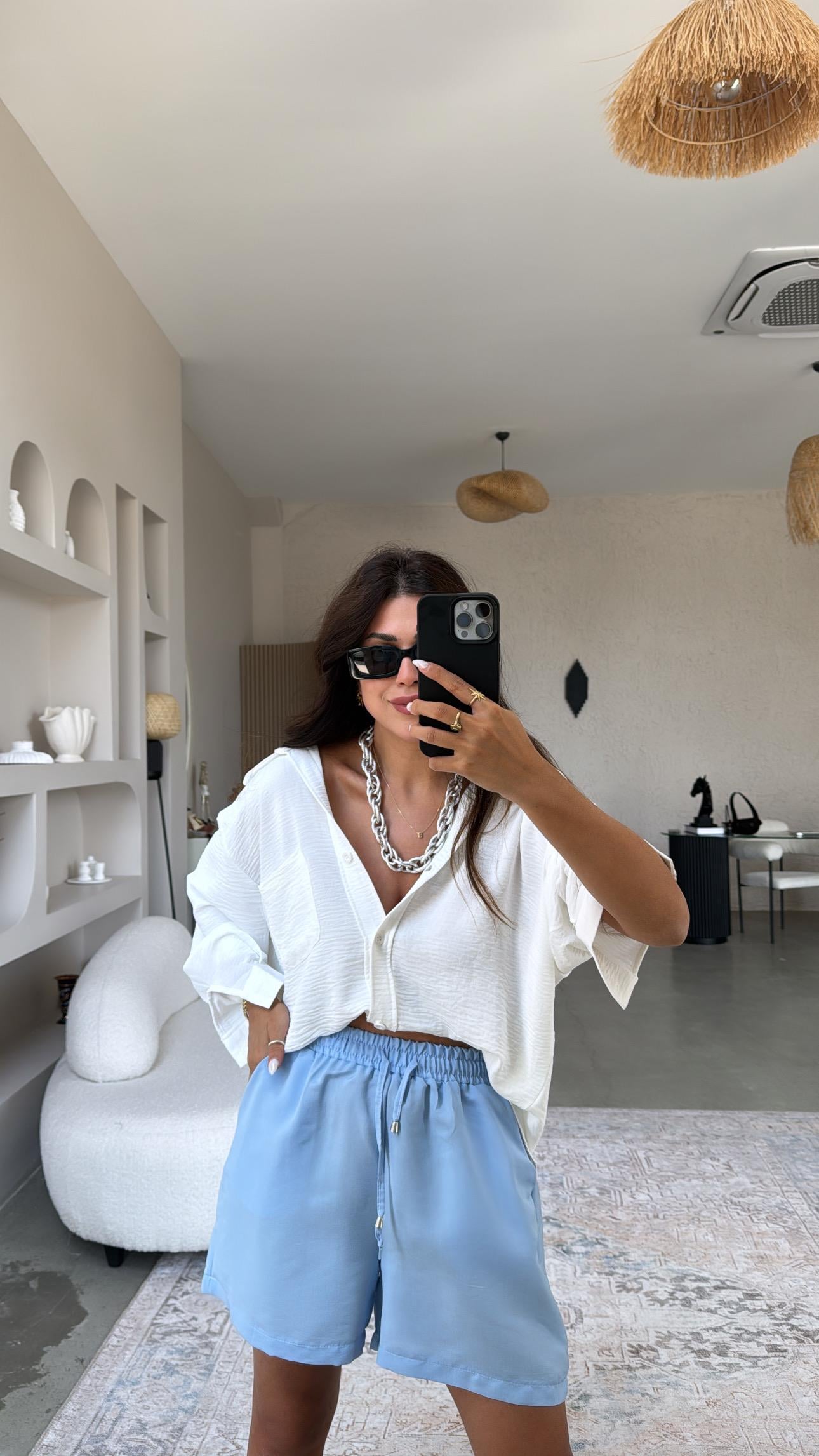 Bebe Mavi Tensel Basic Şort