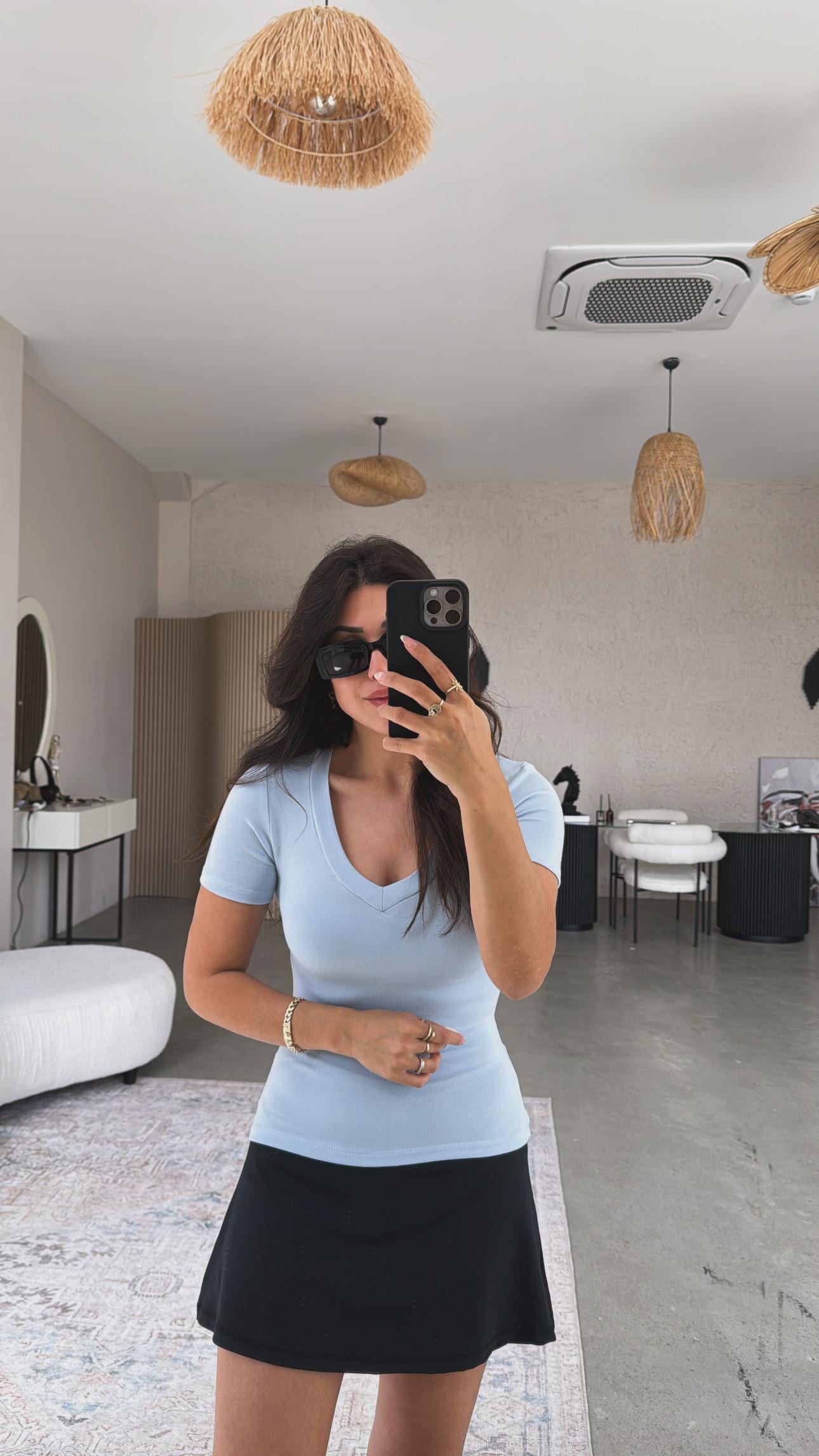 Bebe Mavi V Yaka Oys Basic