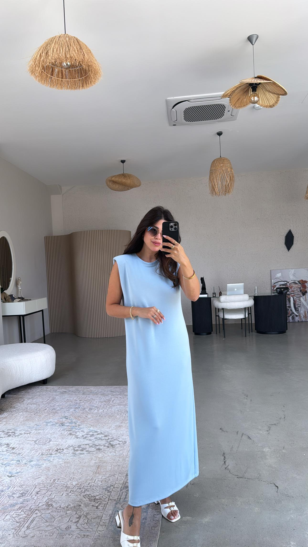 Bebe Mavi Vatkalı Modal Elbise