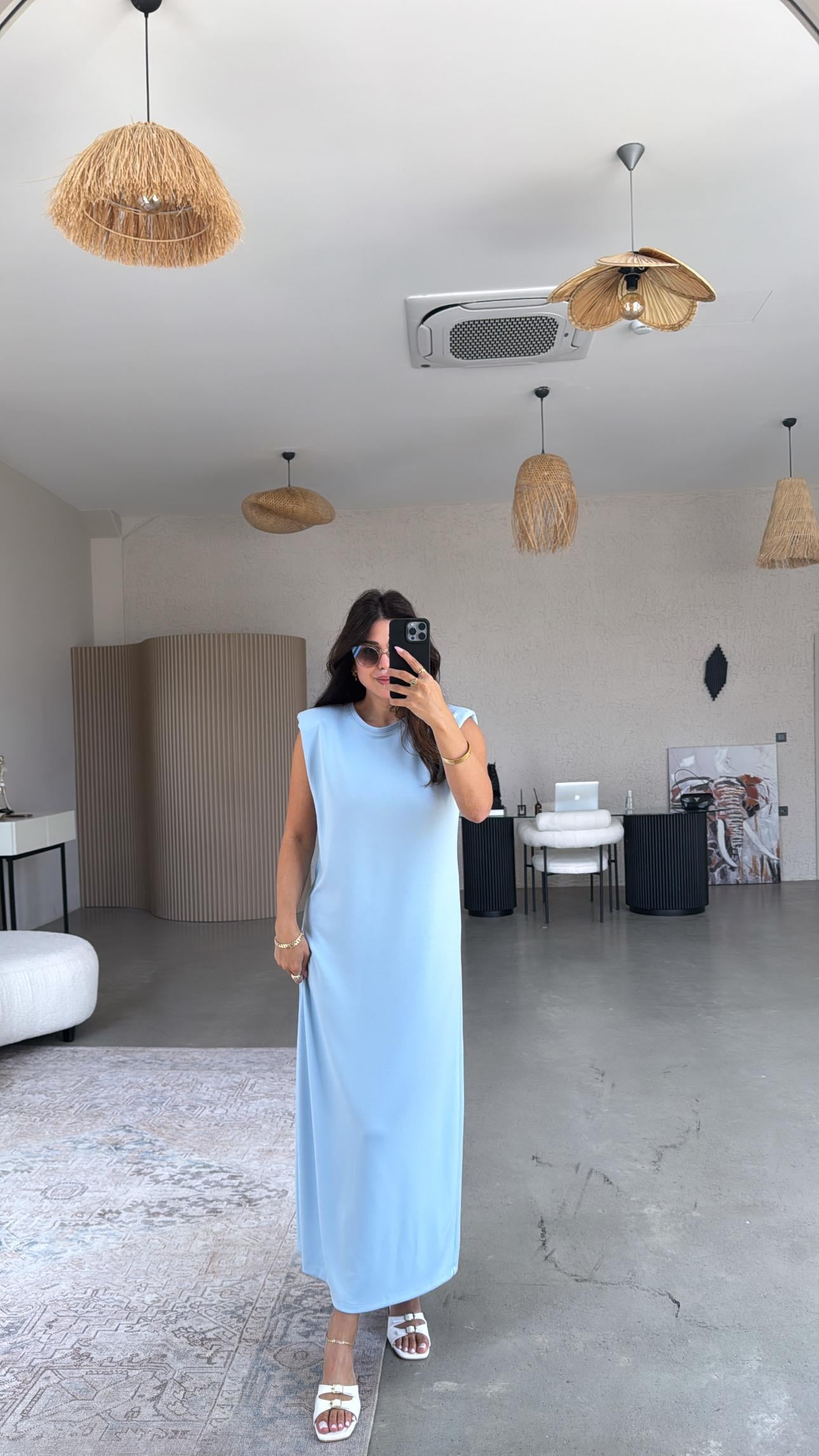 Bebe Mavi Vatkalı Modal Elbise