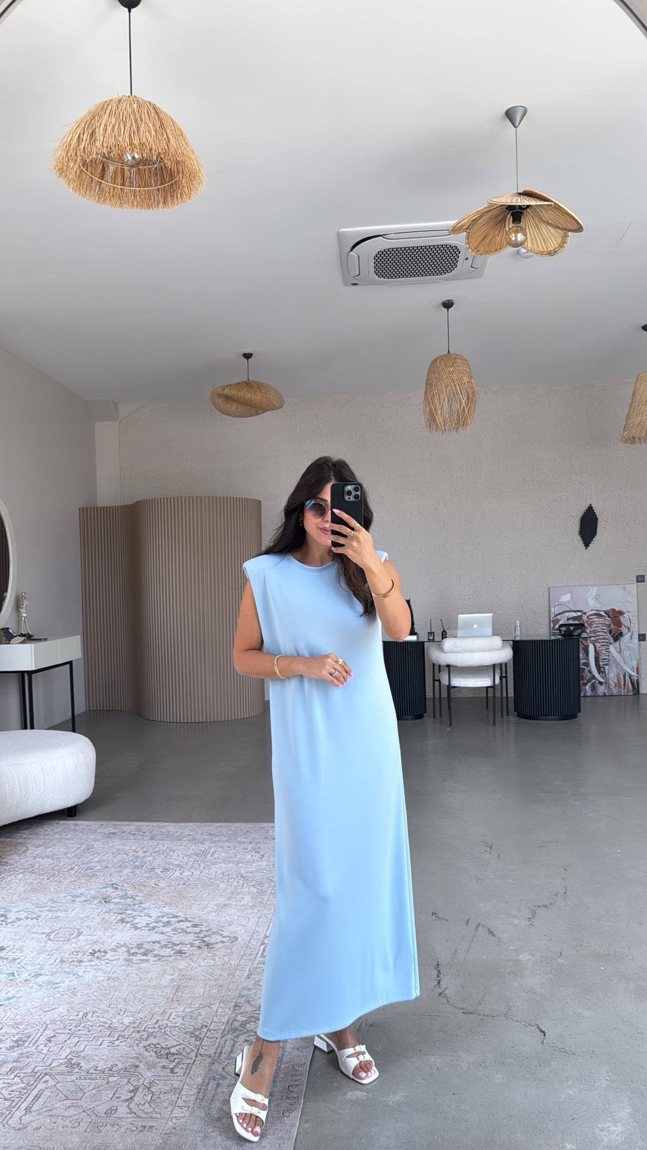 Bebe Mavi Vatkalı Modal Elbise