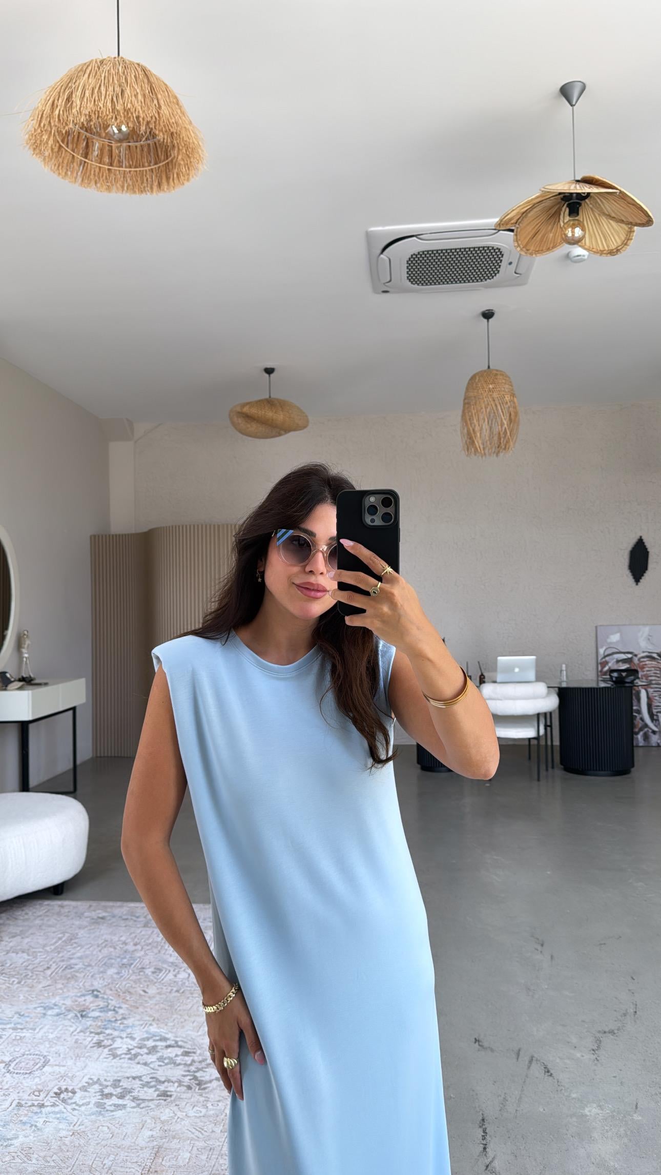 Bebe Mavi Vatkalı Modal Elbise