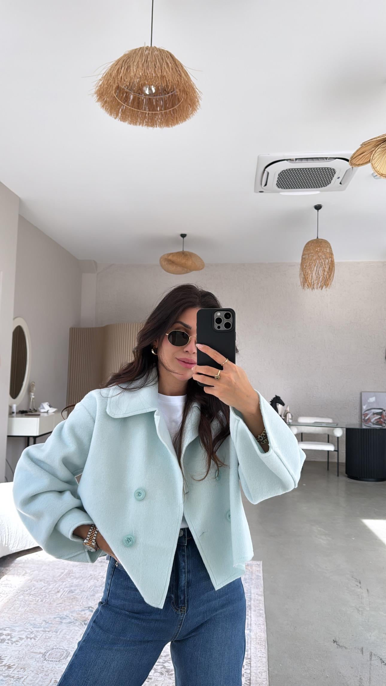Bebe Mavi Yumuşak Kaşe Ceket