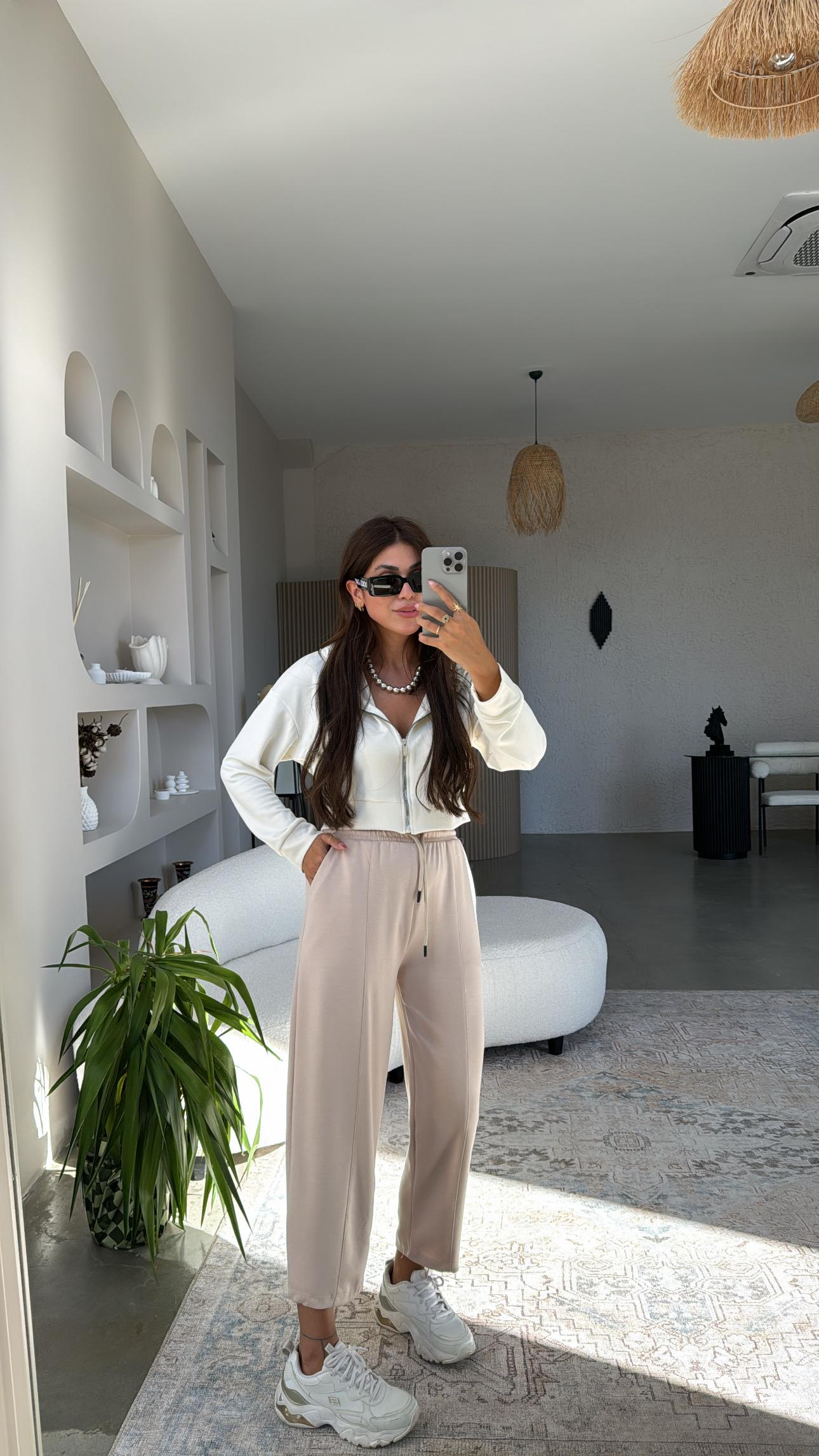 Bej Çımalı Modal Eşofman