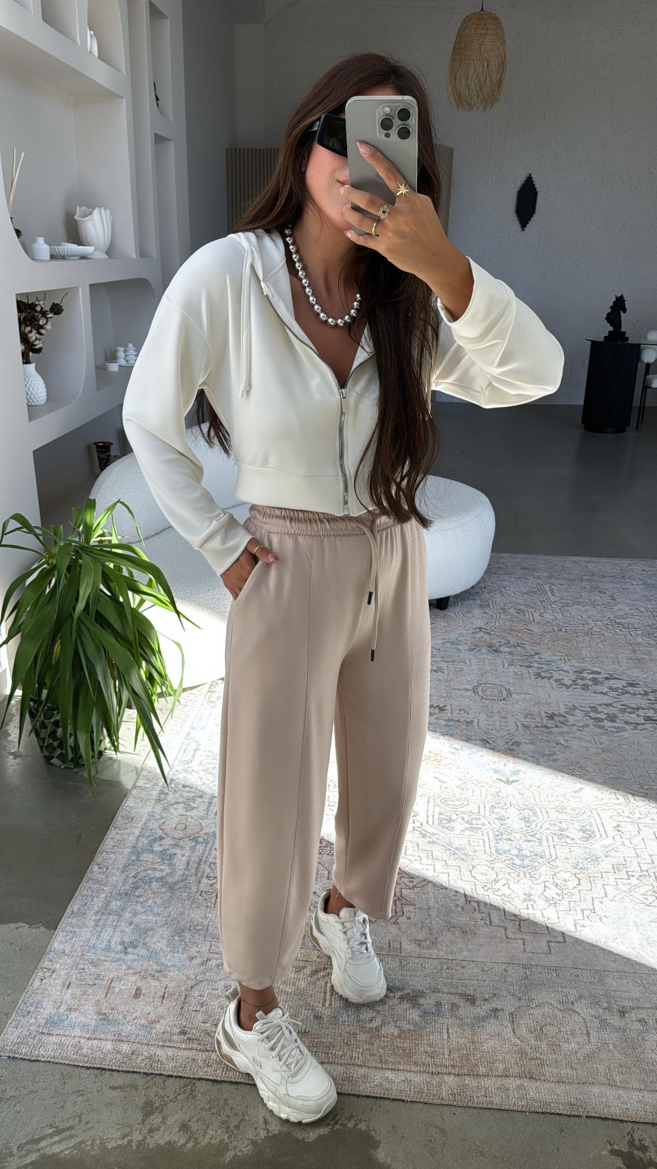 Bej Çımalı Modal Eşofman