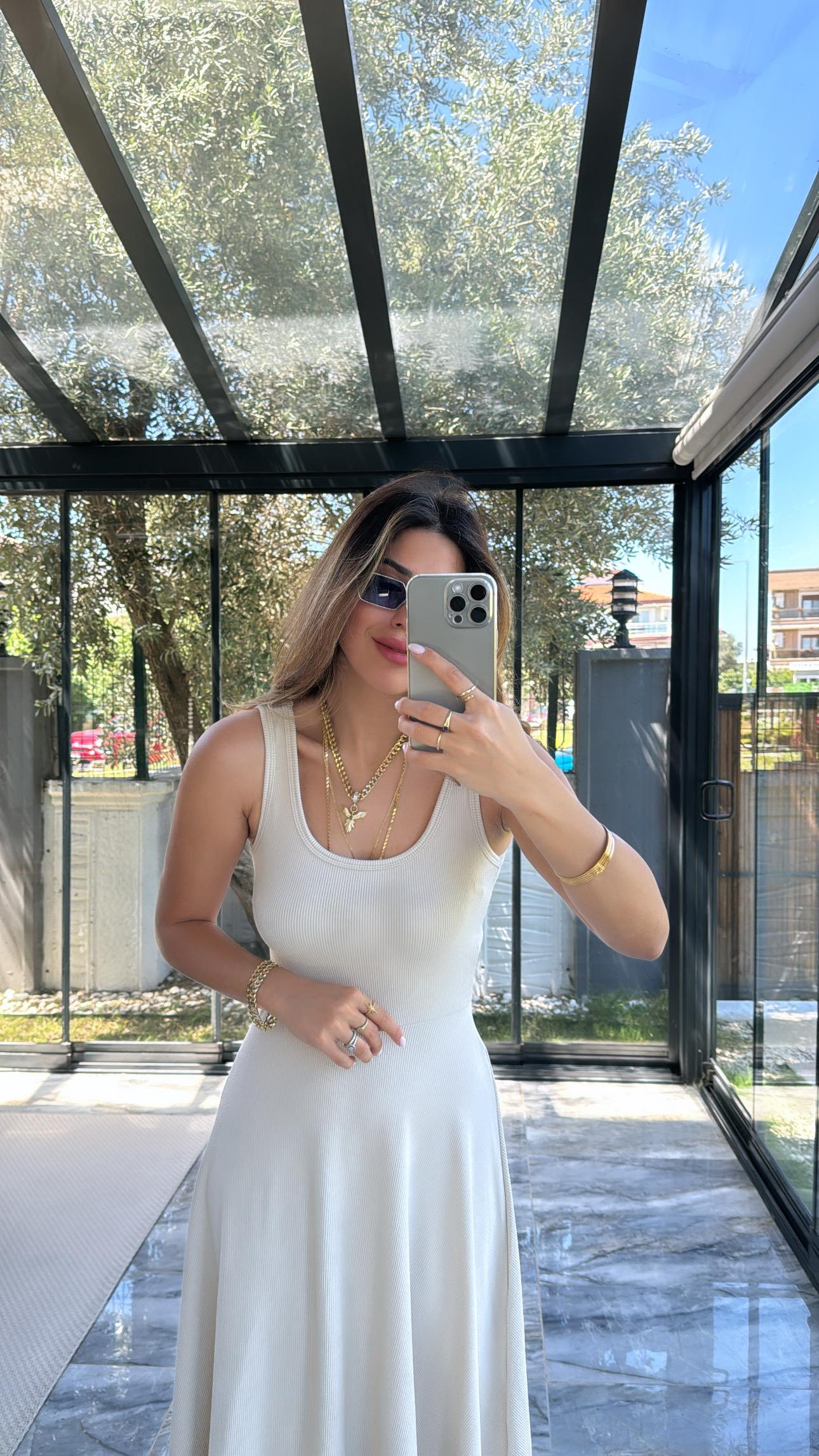 Bej Özel Üretim Kaşkorse Basic Elbise