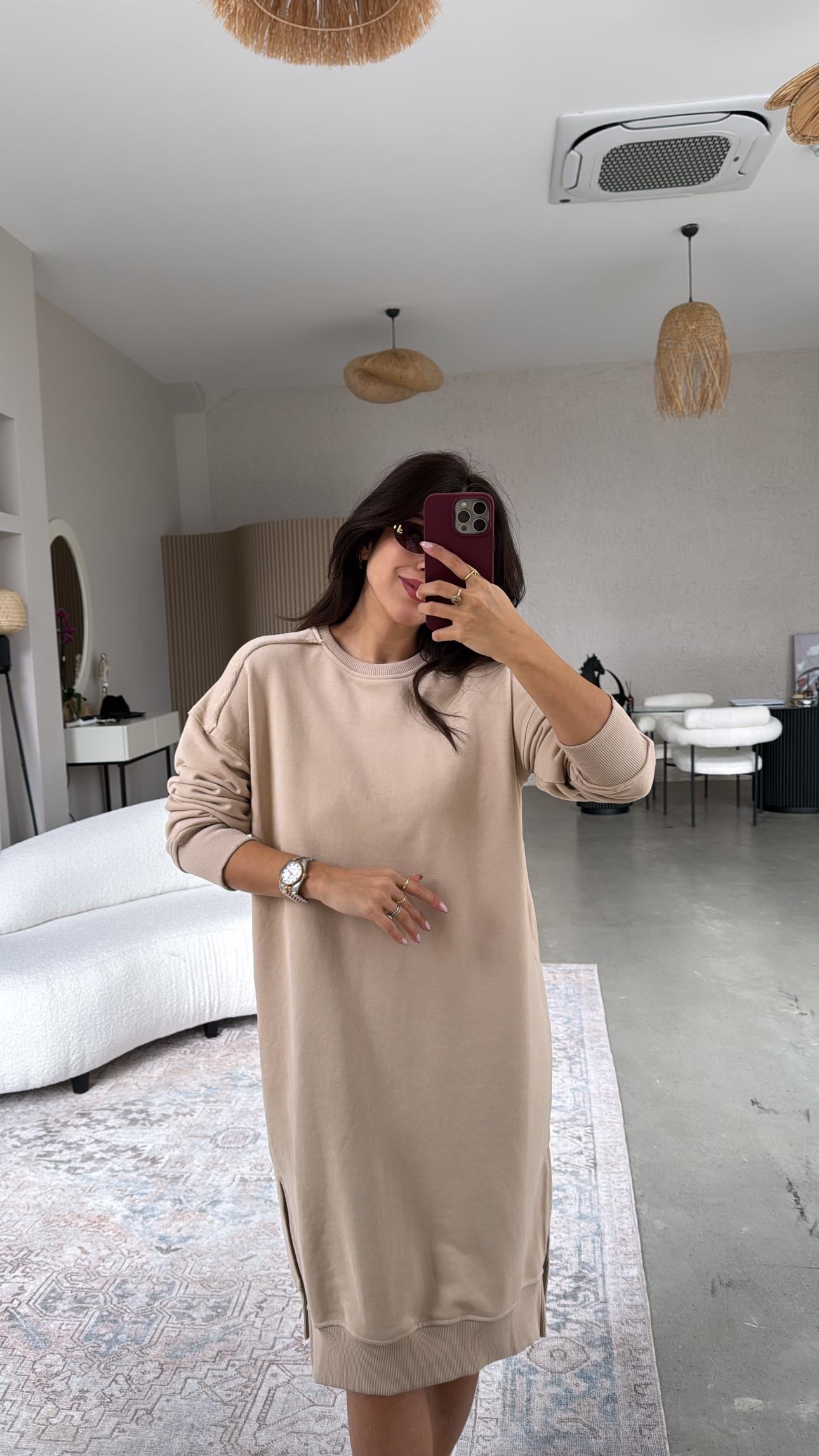 Bej Sweat Elbise