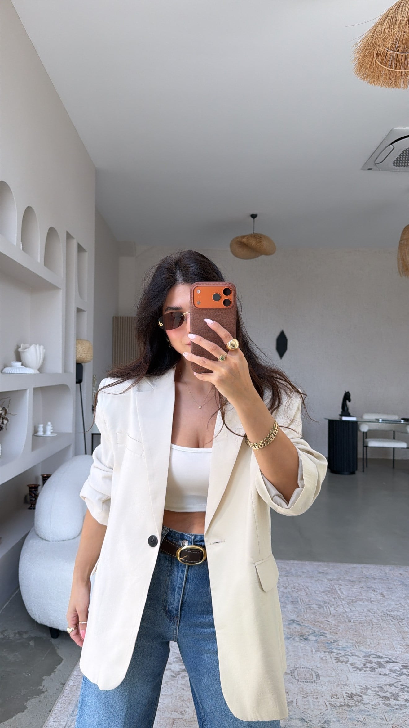 Bej Tensel Astarlı Premium Baharlık Ceket