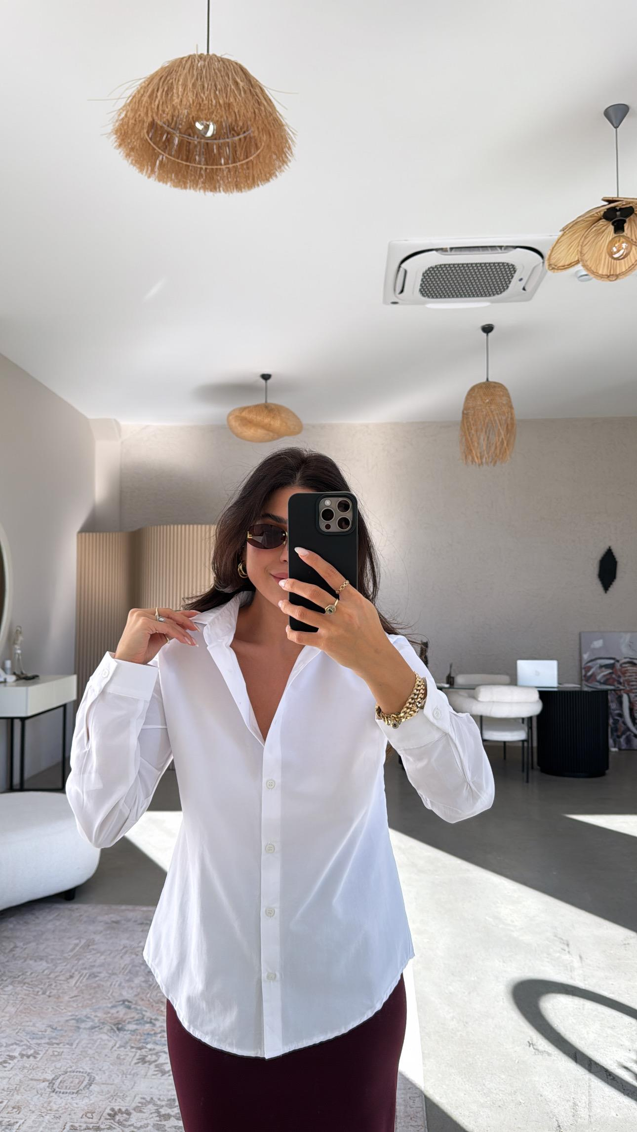 Beyaz Basic Poplin Gömlek