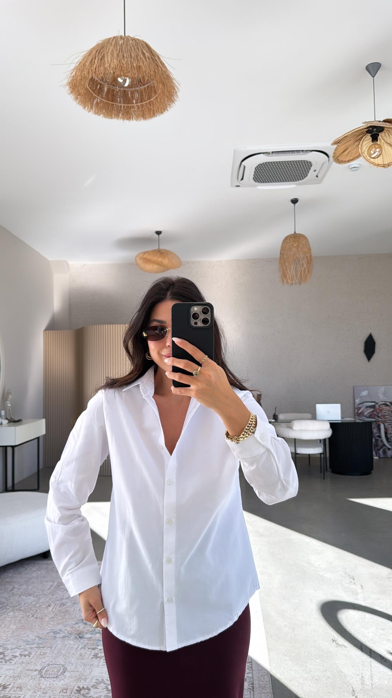 Beyaz Basic Poplin Gömlek