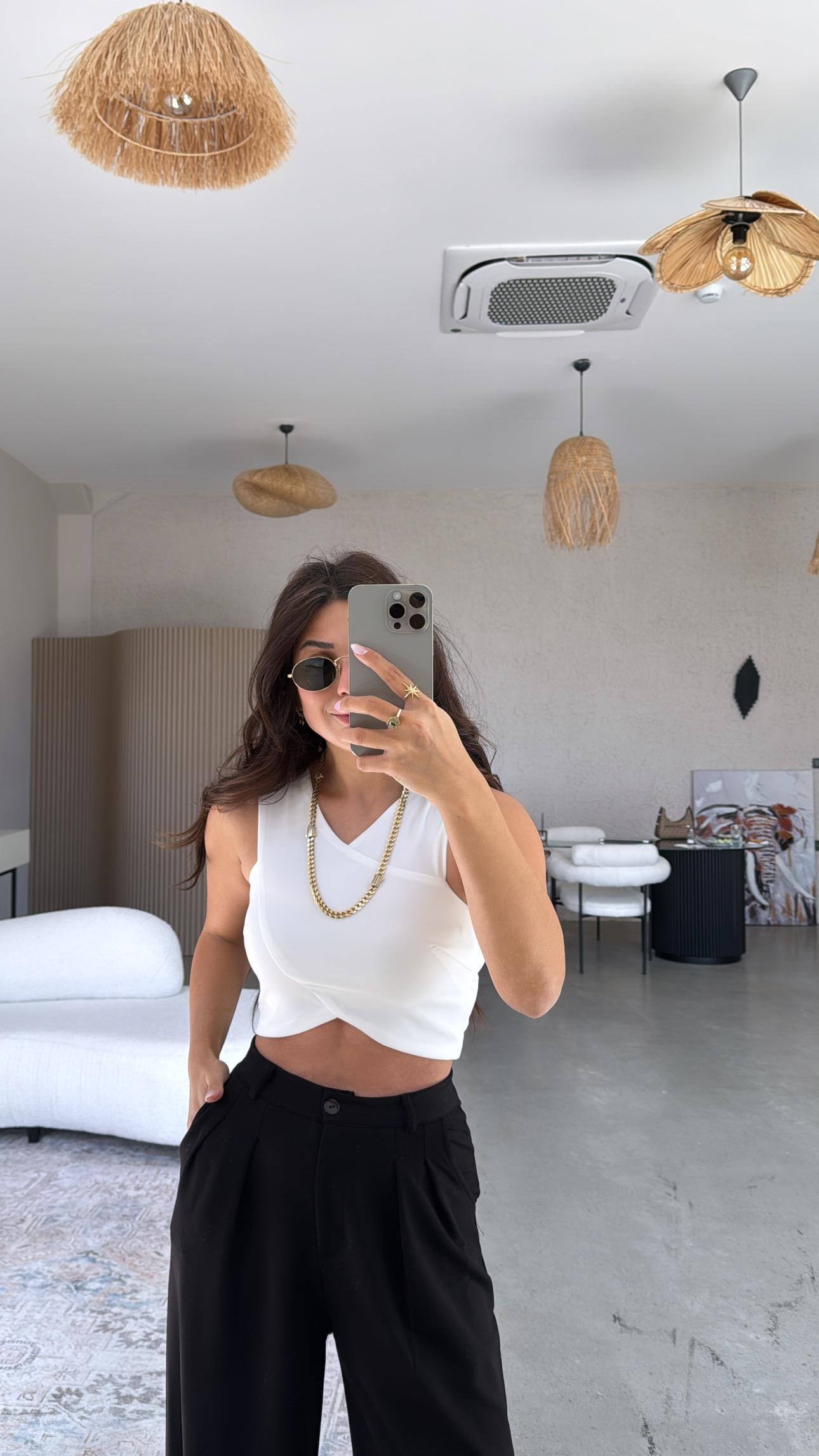 Beyaz Çapraz Askı Büstiyer