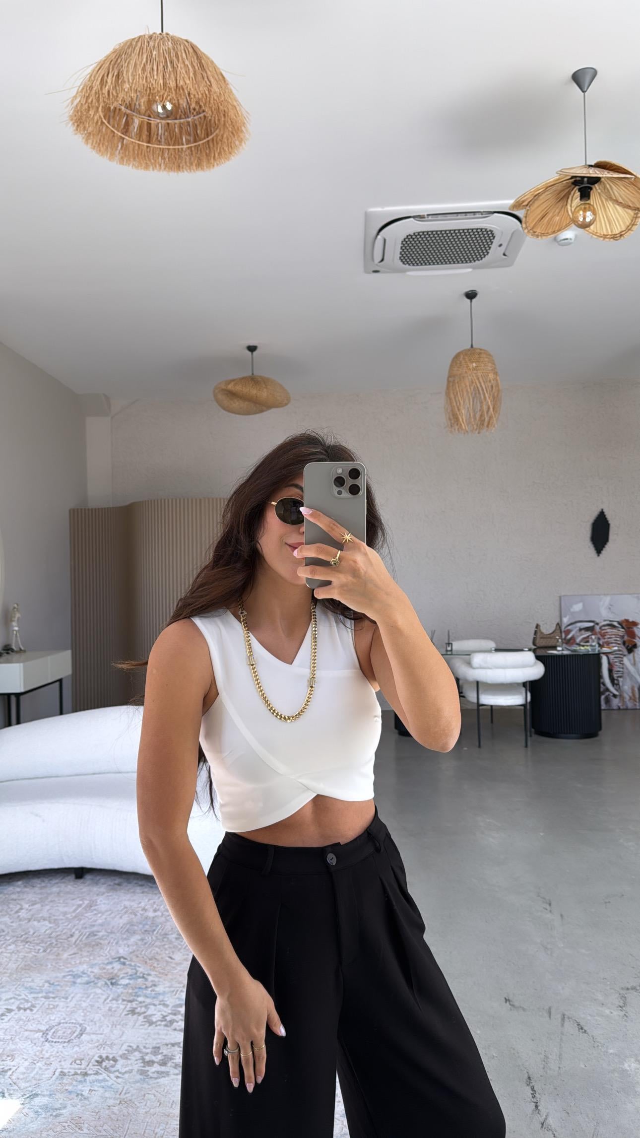 Beyaz Çapraz Askı Büstiyer