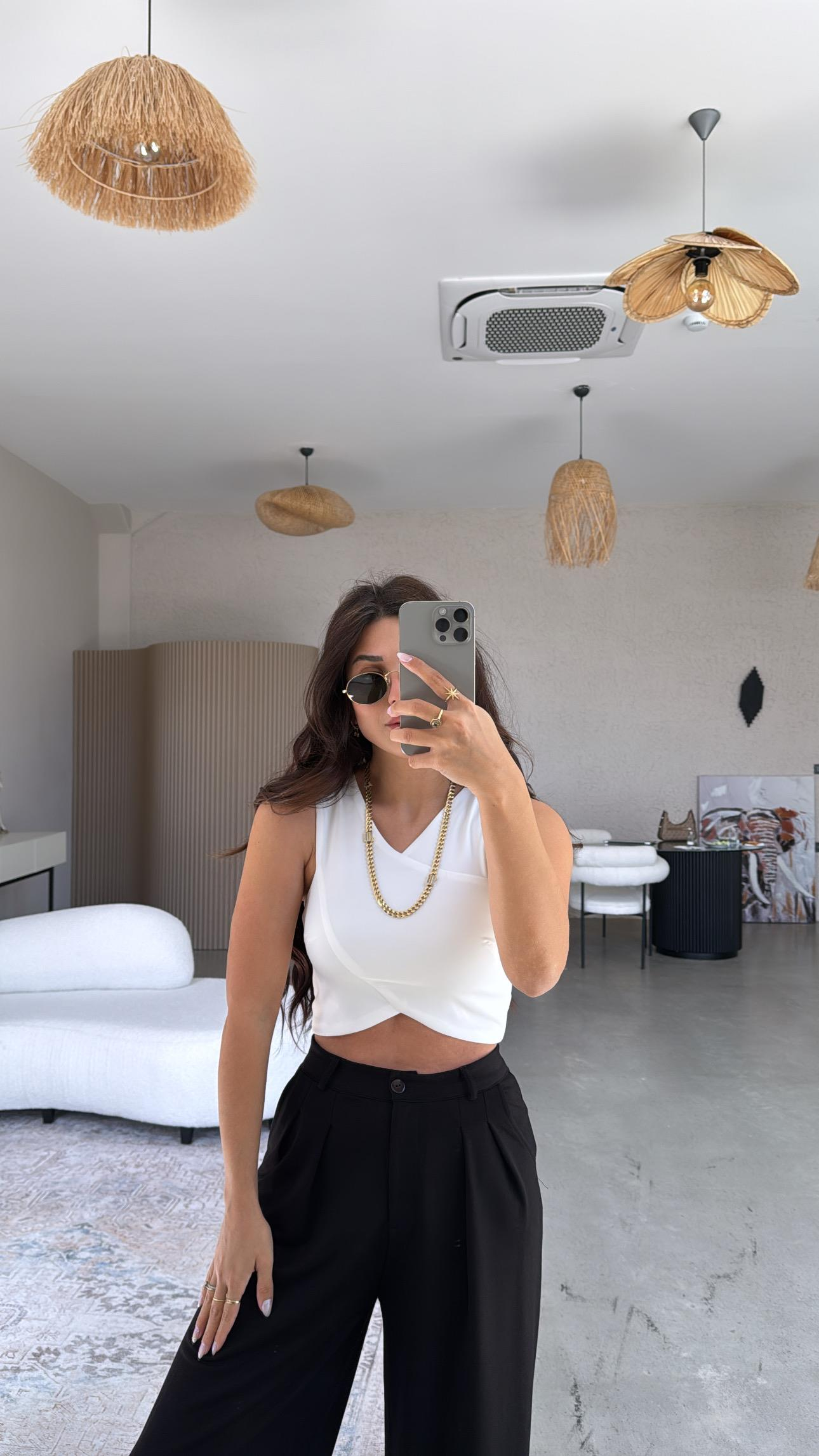 Beyaz Çapraz Askı Büstiyer