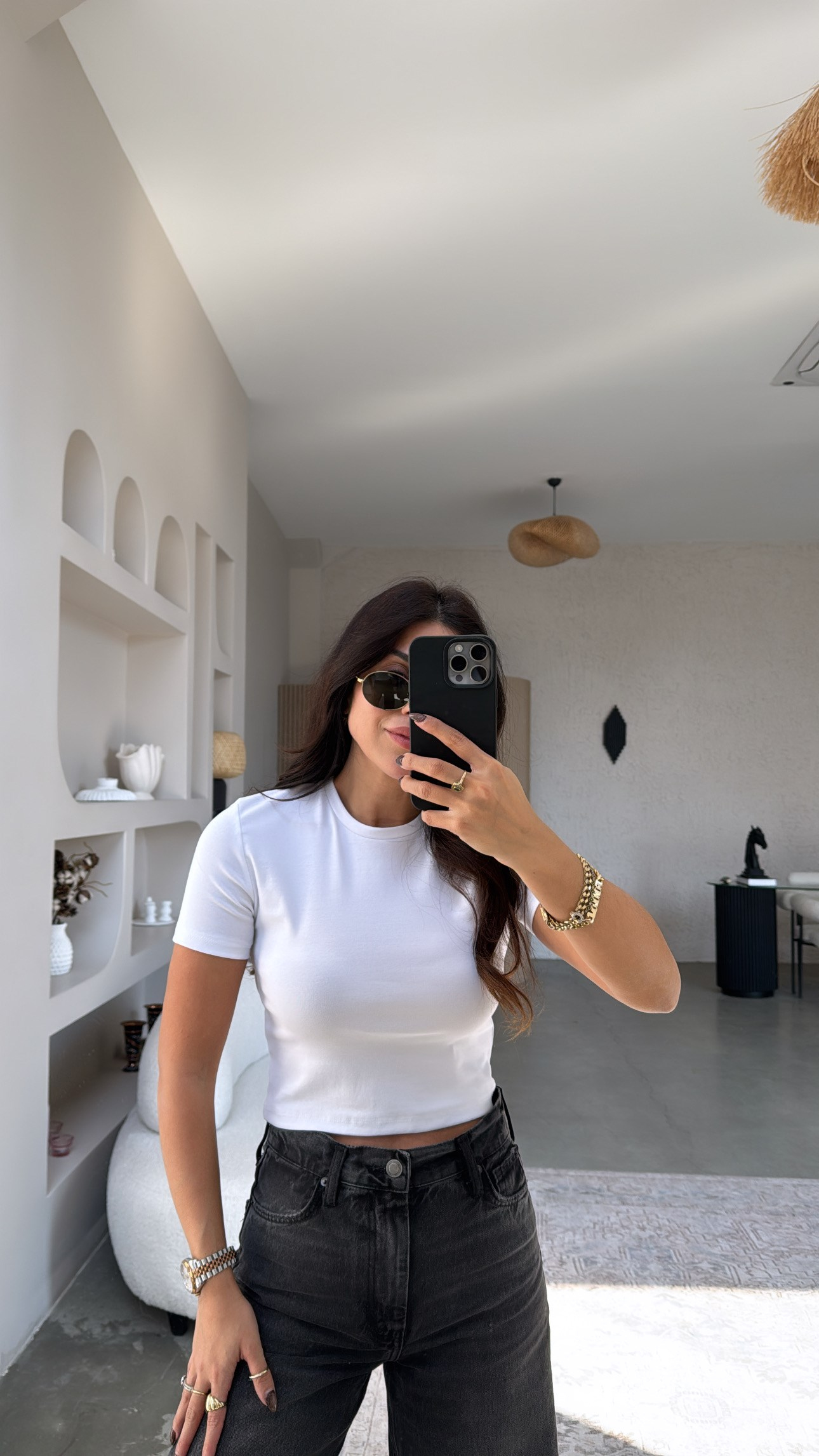 Beyaz Crop Pamuk Basic Kısa Kol Tshirt