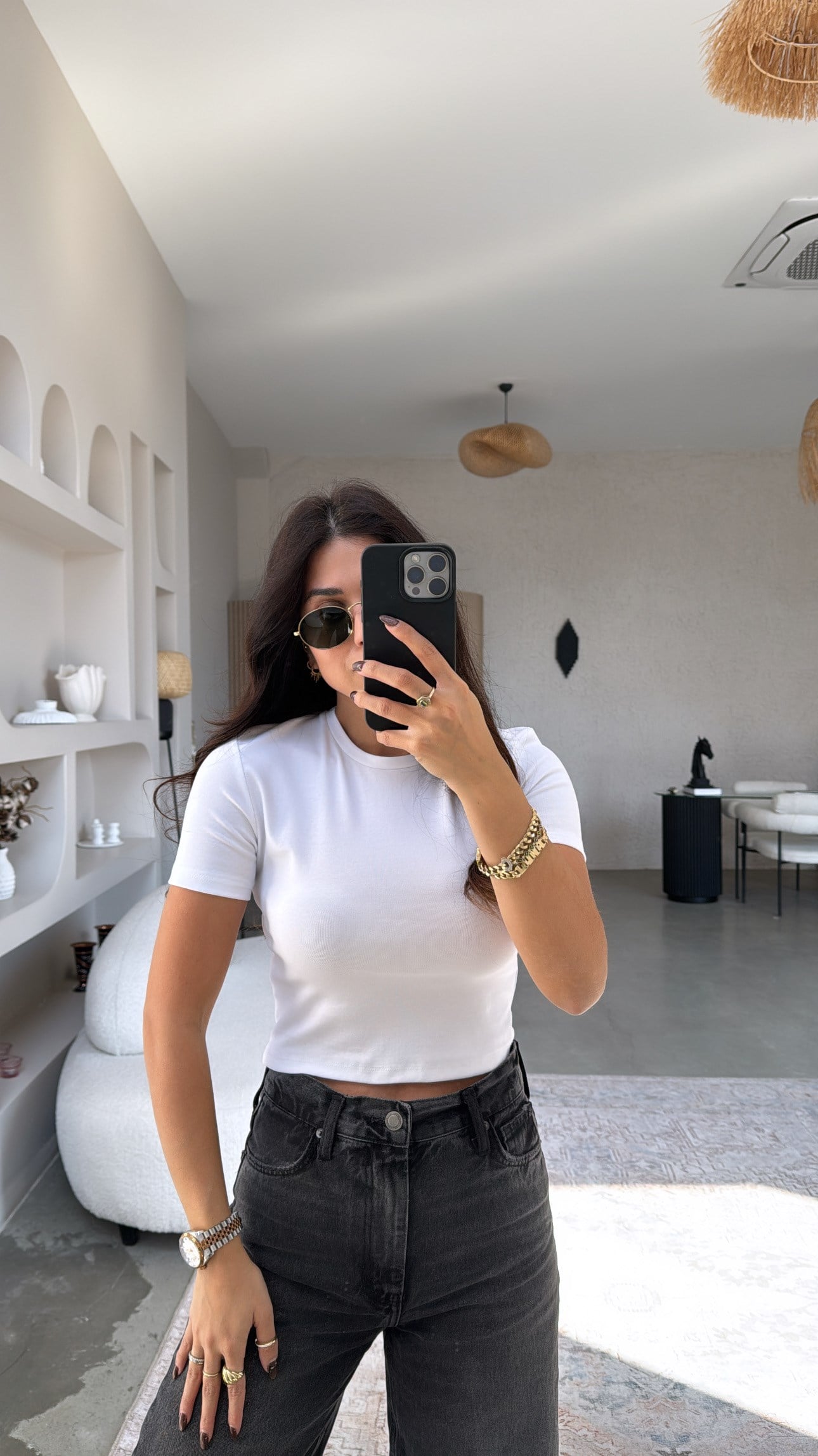 Beyaz Crop Pamuk Basic Kısa Kol Tshirt