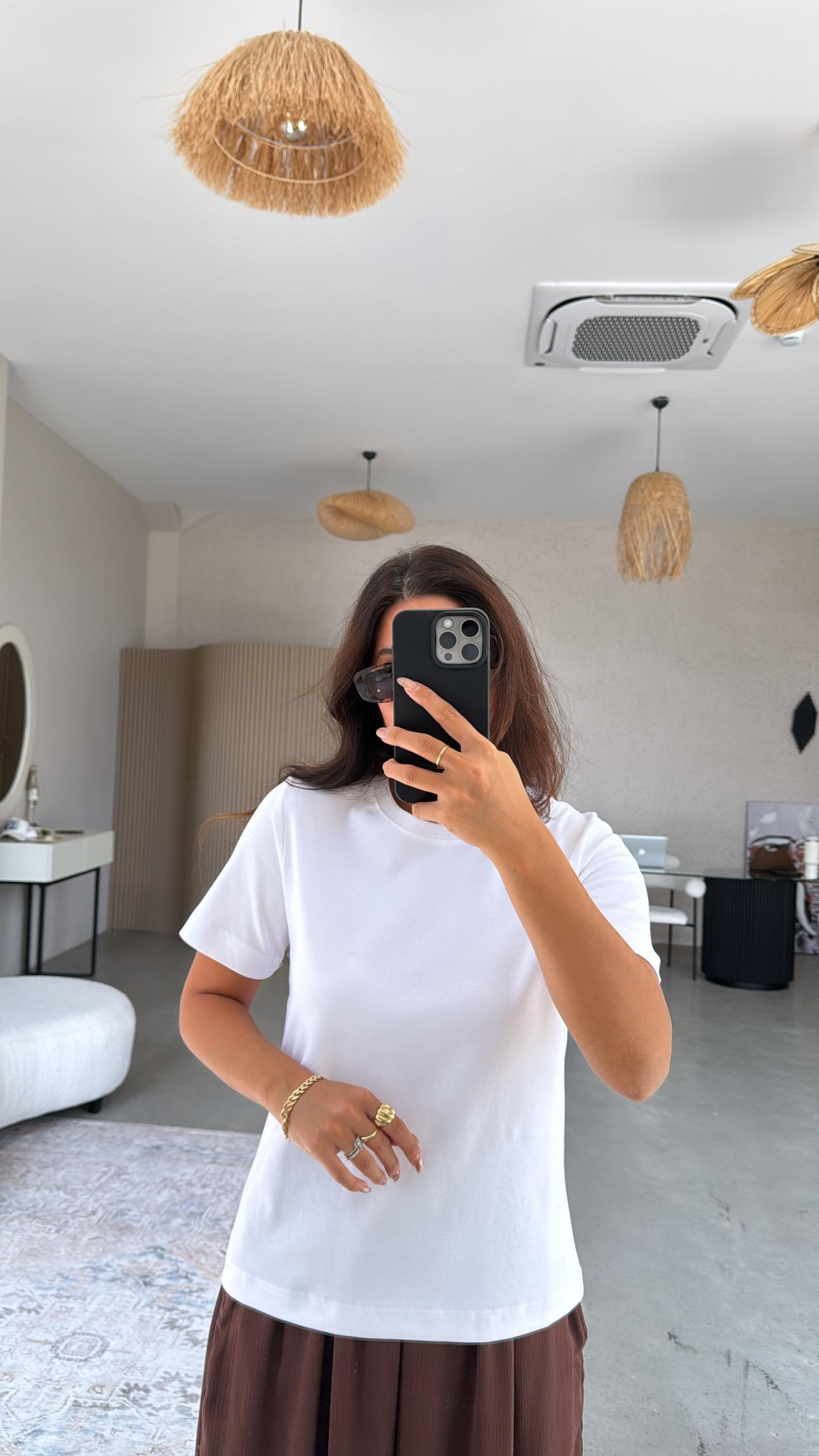 Beyaz Dlv Basic Pamuk Tshirt