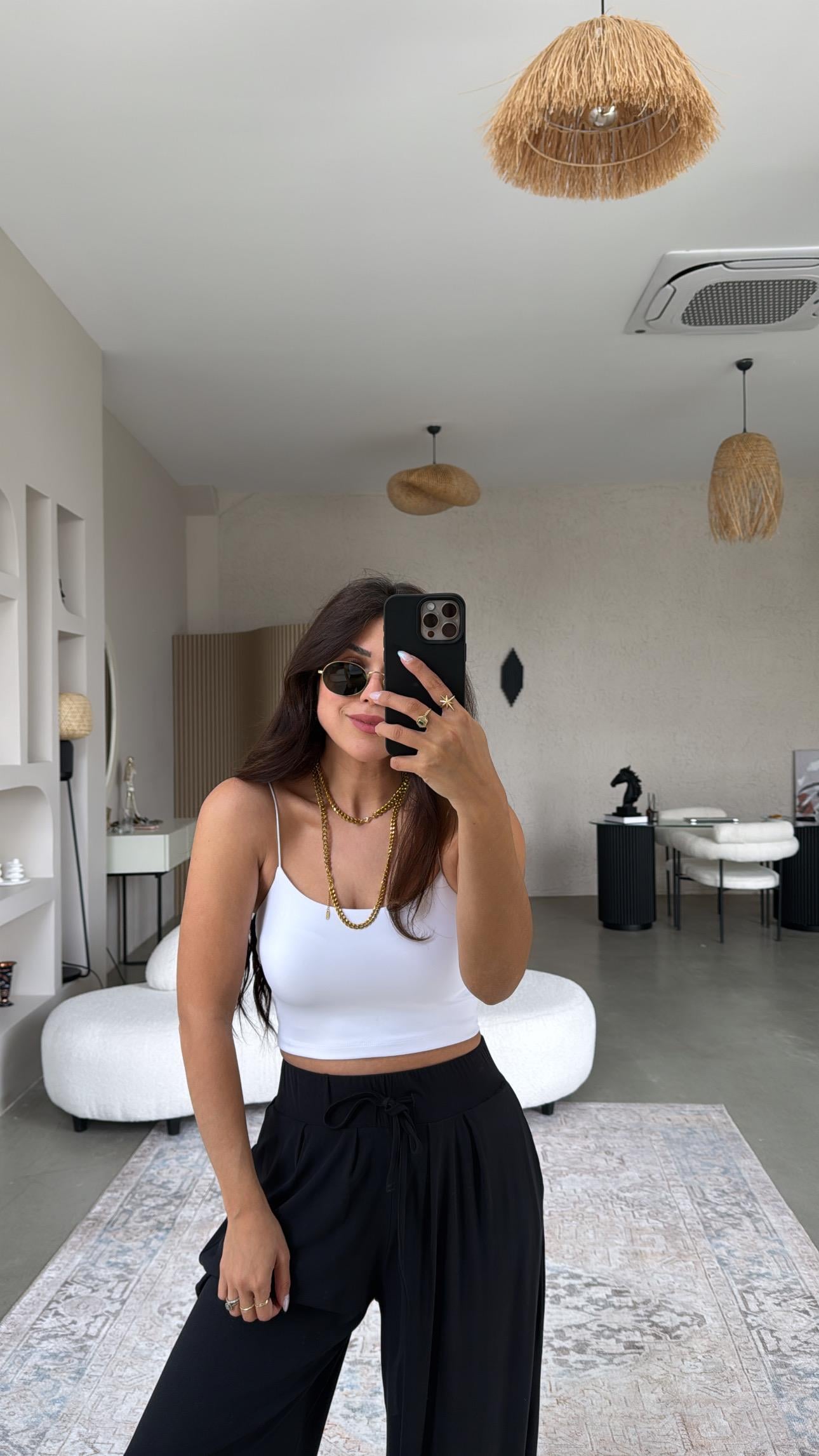 Beyaz Lastik Askı Crop