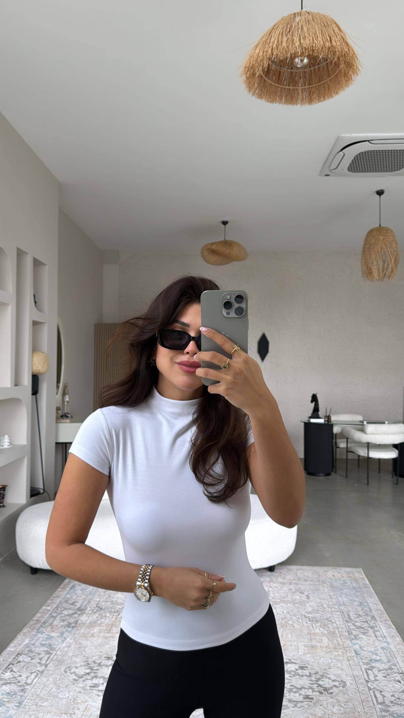 Beyaz Oys Modal Dik Yaka Basic