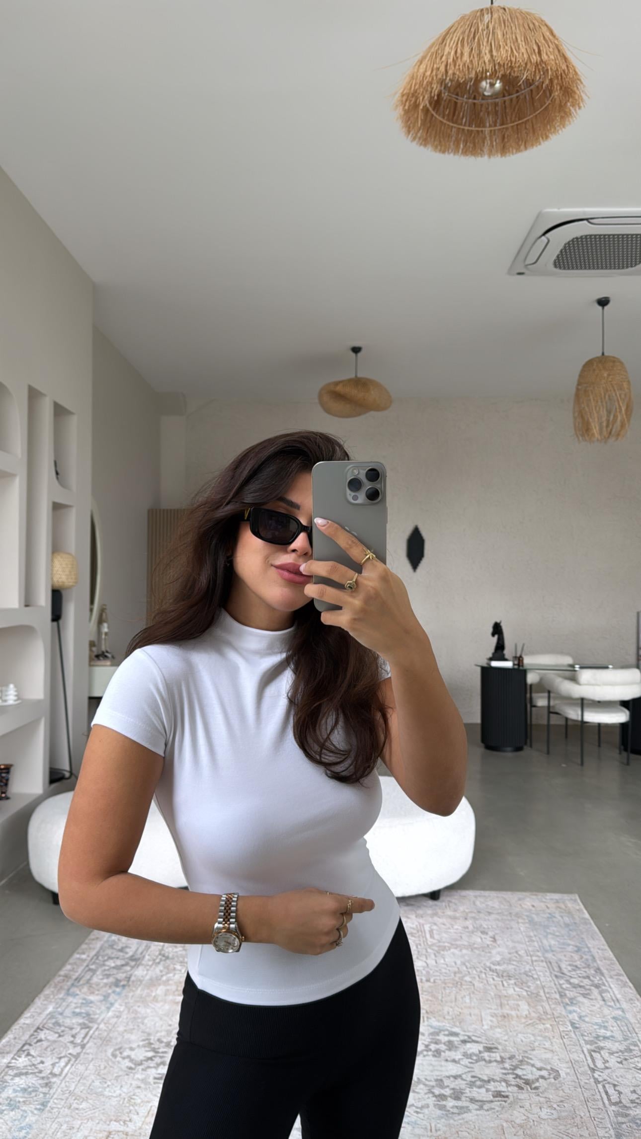 Beyaz Oys Modal Dik Yaka Basic