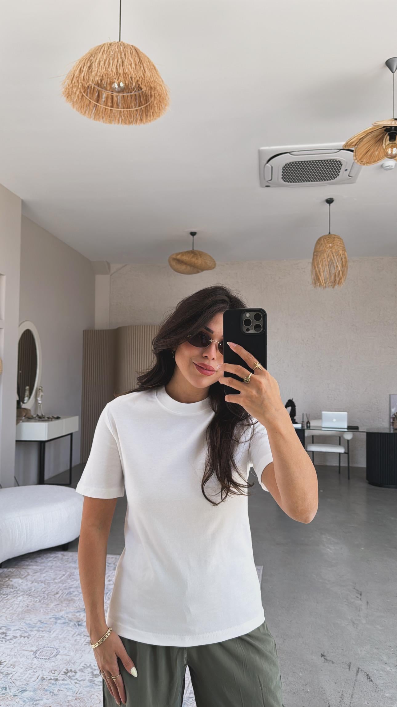 Beyaz Pamuk Massi Basic Tshirt