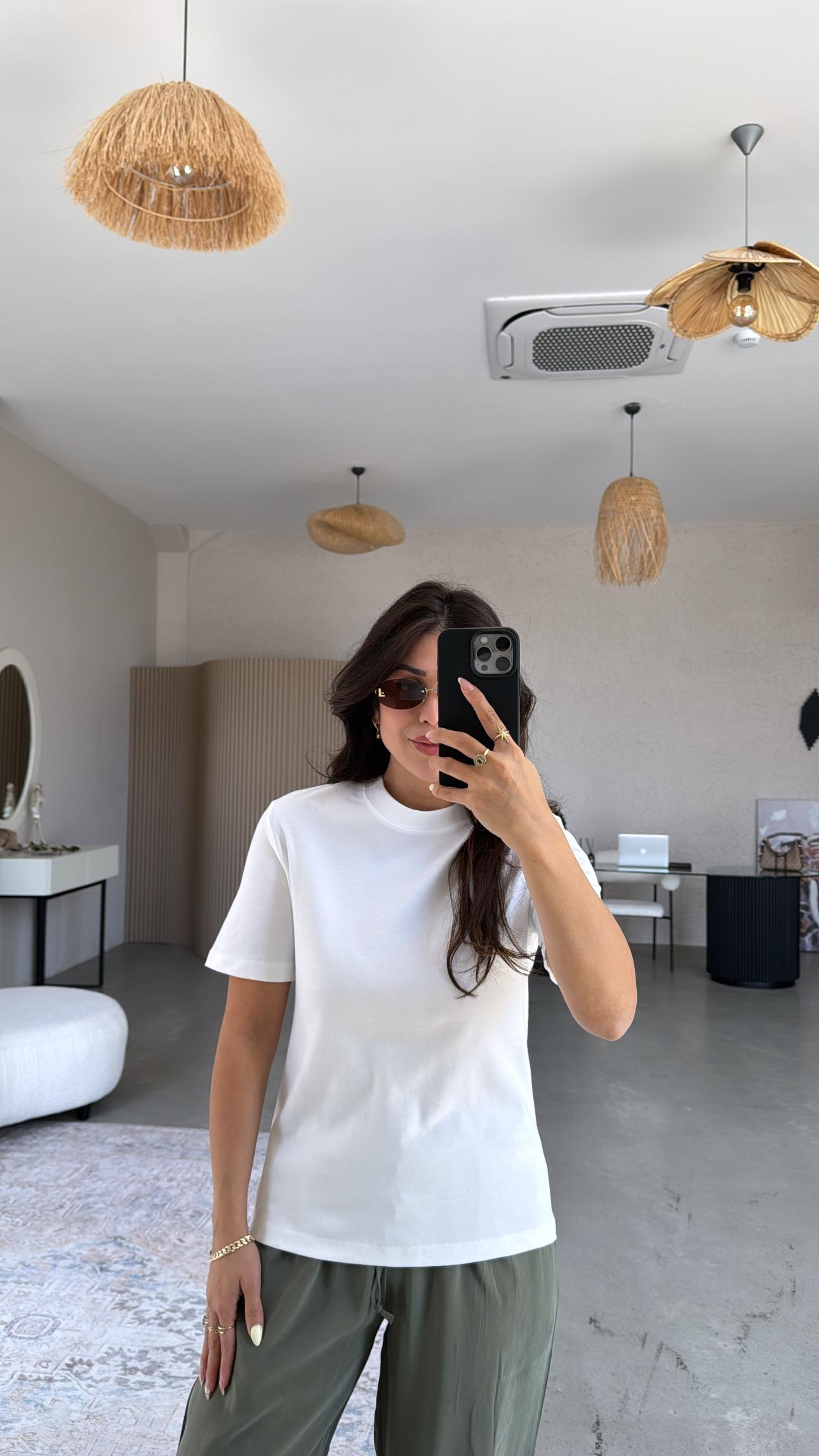 Beyaz Pamuk Massi Basic Tshirt