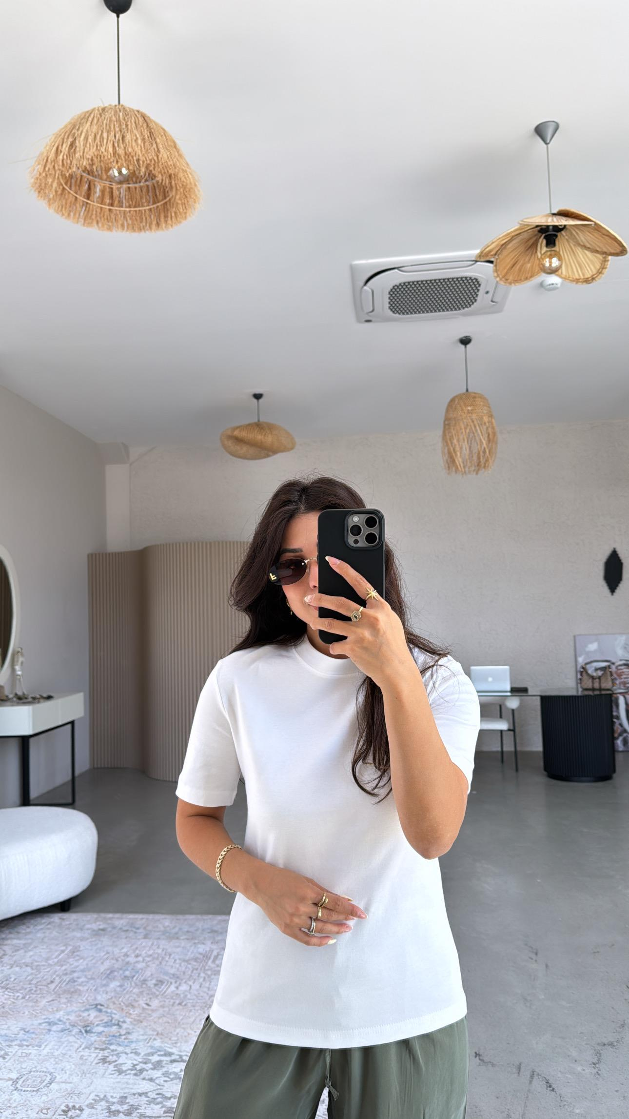 Beyaz Pamuk Massi Basic Tshirt