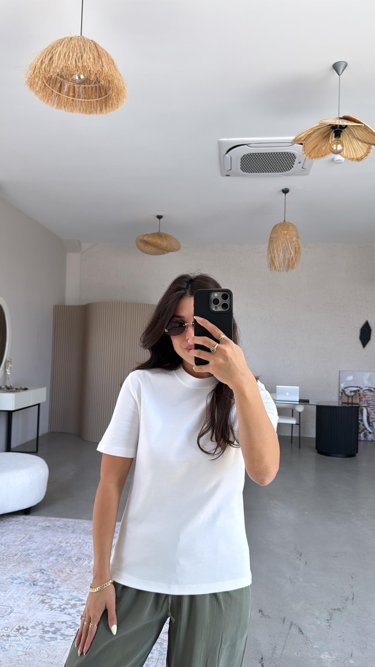 Beyaz Pamuk Massi Basic Tshirt