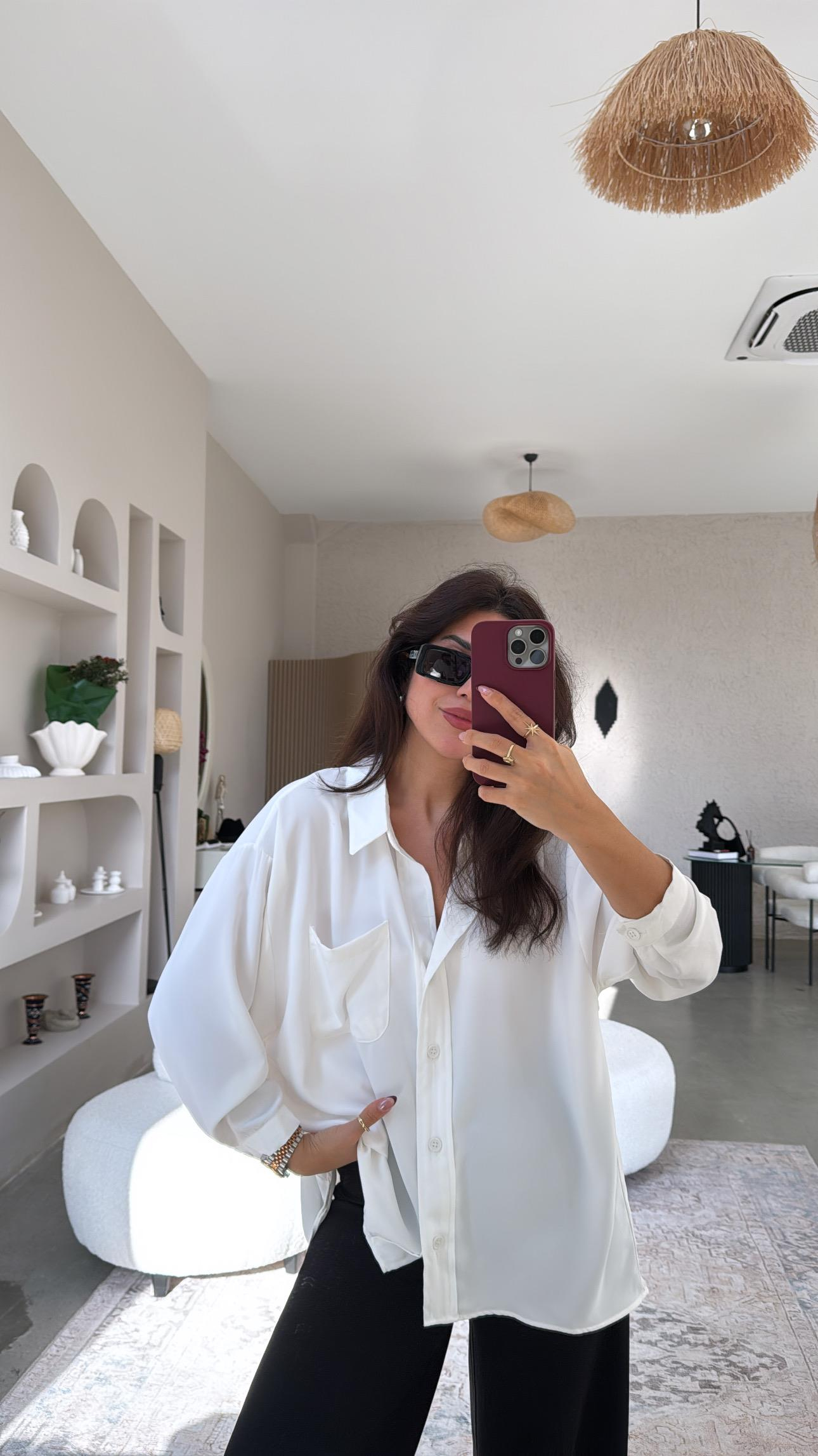 Beyaz Viskon Gömlek