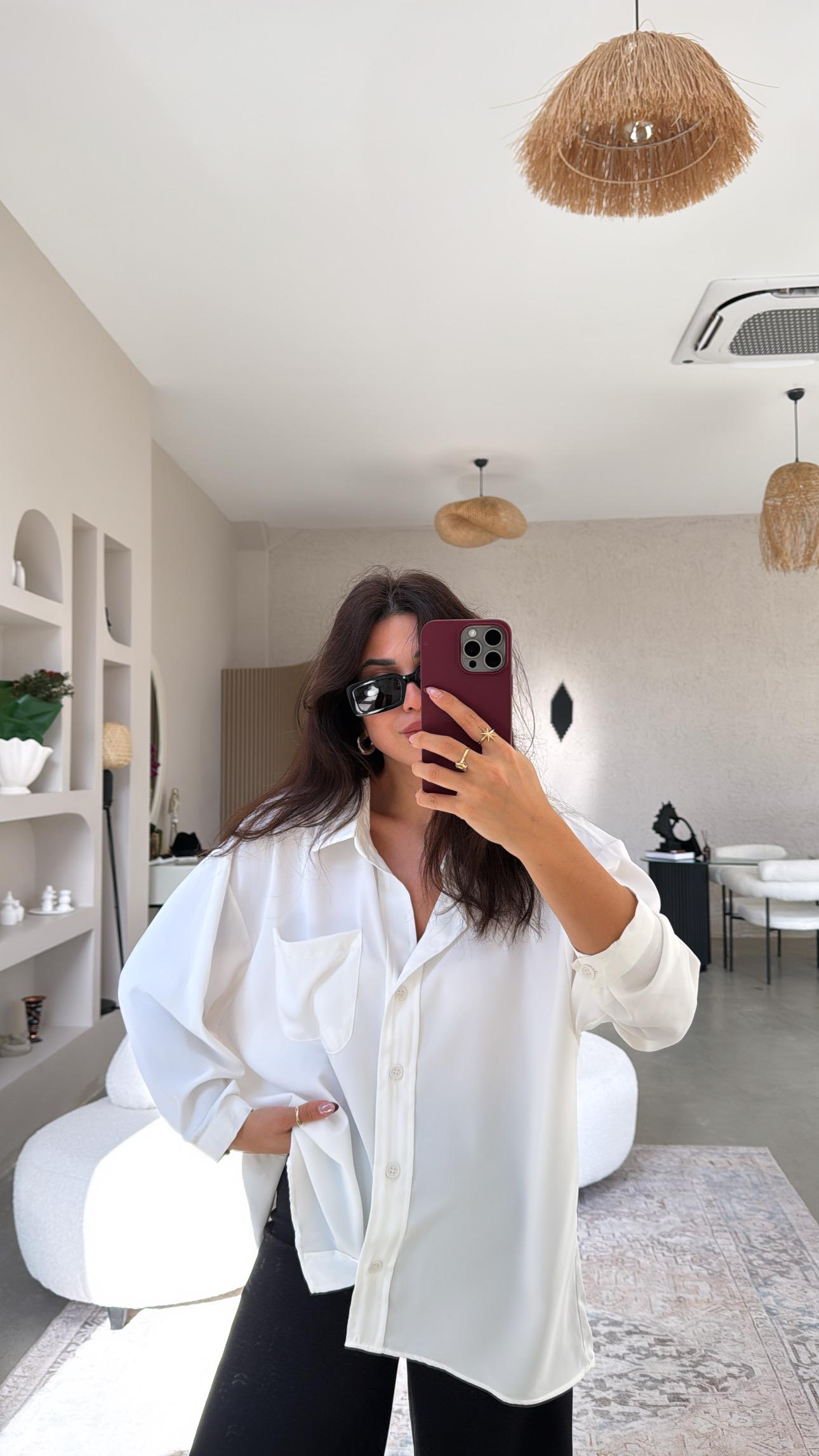 Beyaz Viskon Gömlek