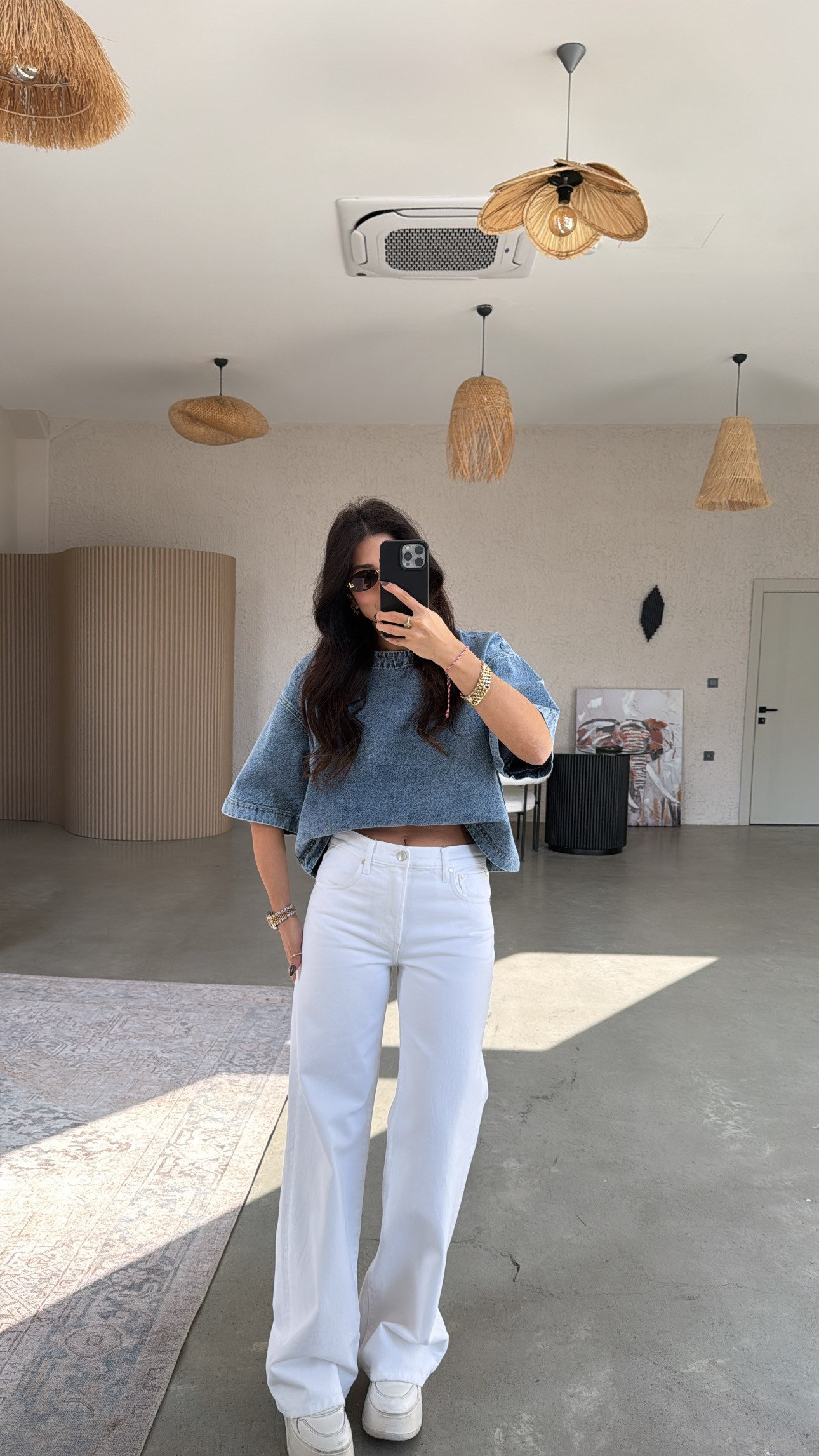 Beyaz ZR Ara Bel Orijinal Jean