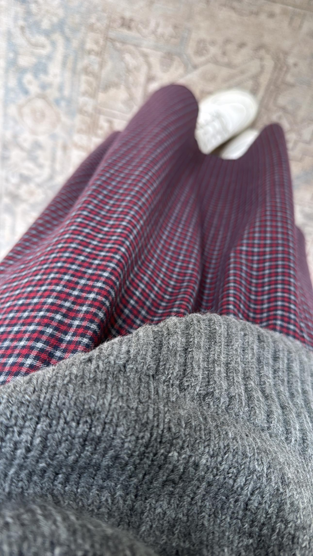 Bordo Antrasit Lastikli Ekoseli Kiloş Etek