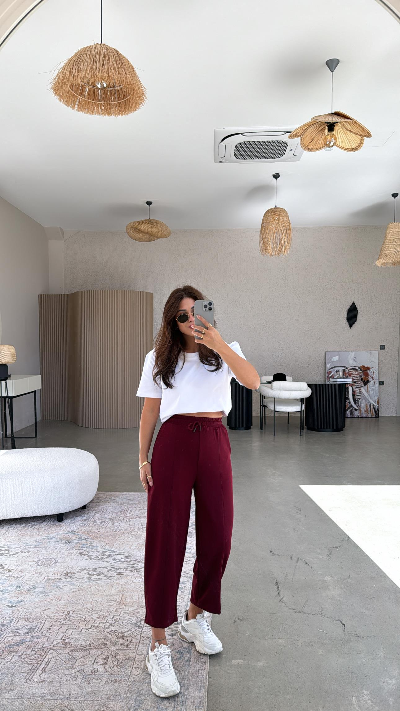 Bordo Çımalı Modal Eşofman