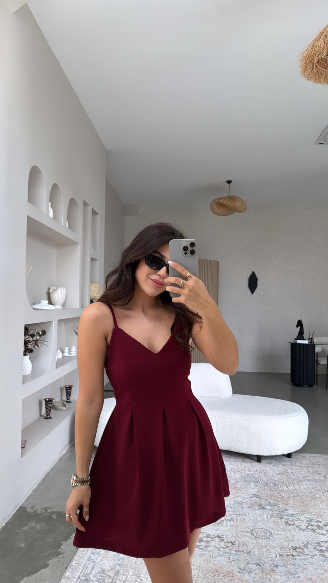 Bordo Joker Mini Elbise
