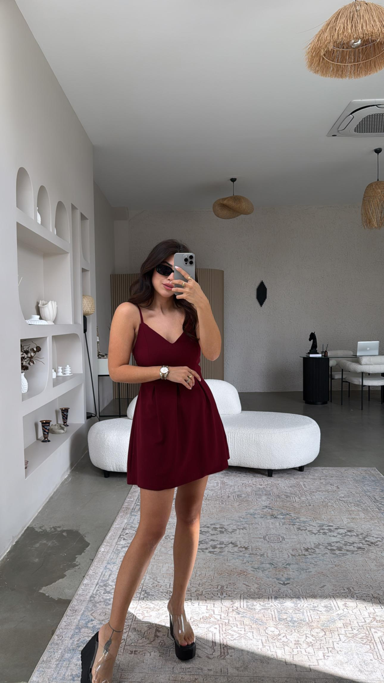 Bordo Joker Mini Elbise