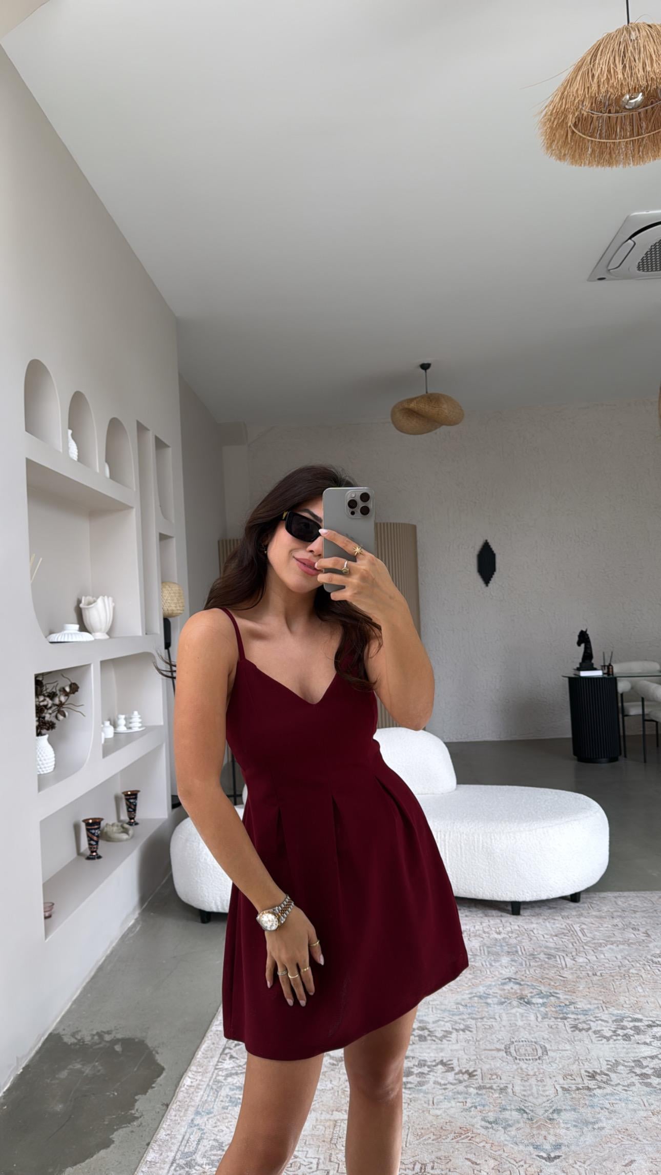 Bordo Joker Mini Elbise