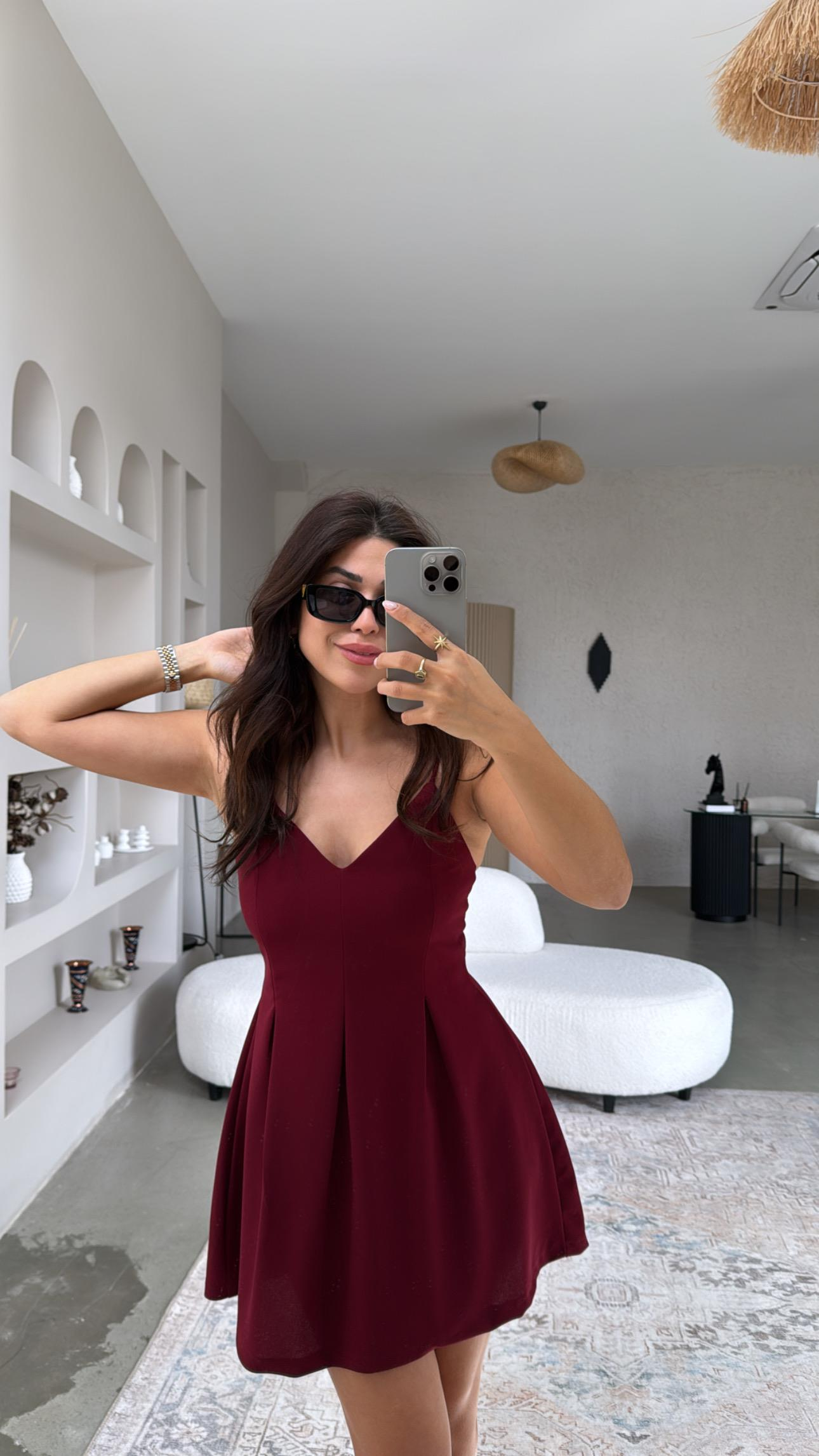 Bordo Joker Mini Elbise