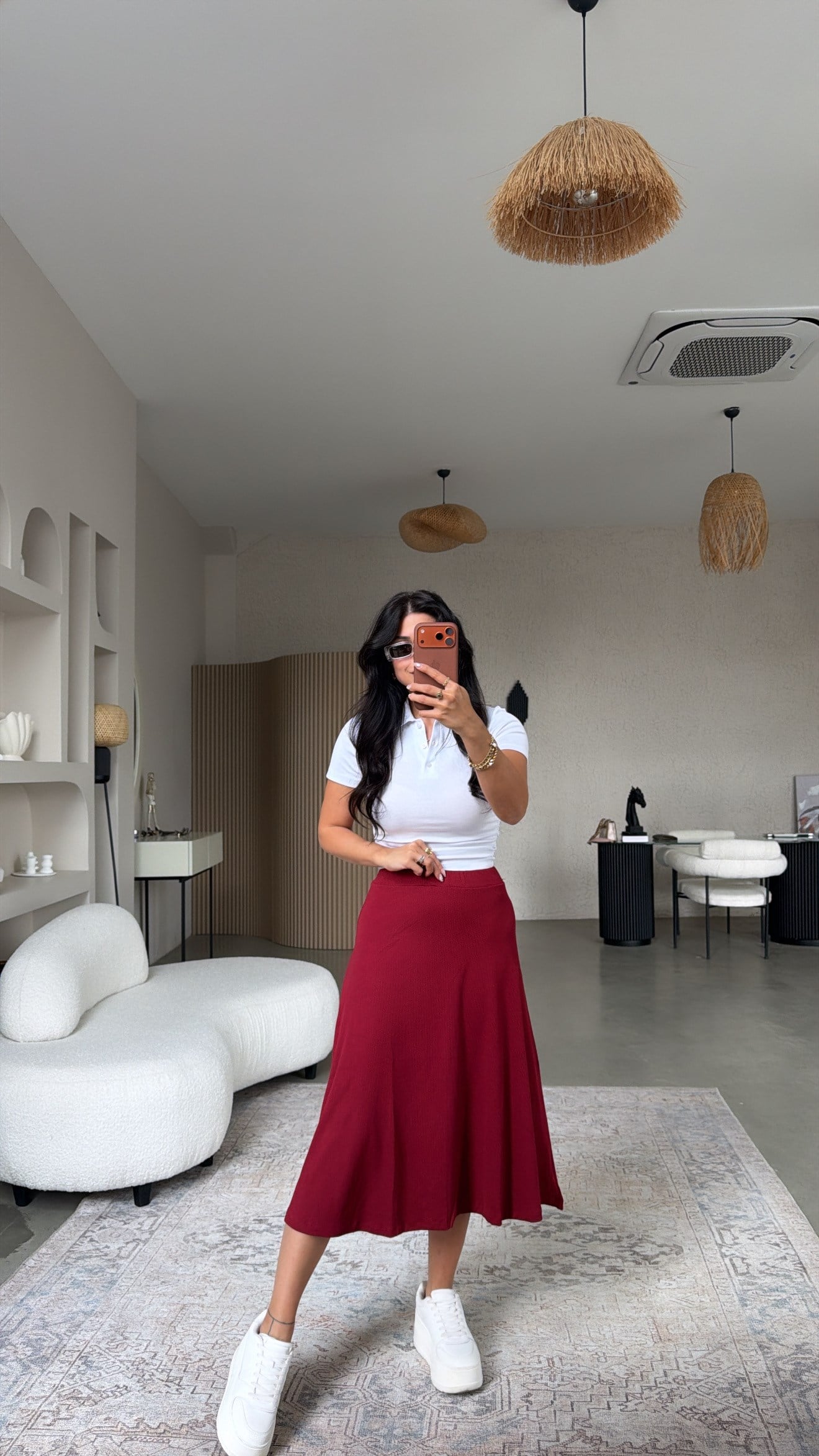 Bordo Kaşkorse Etek