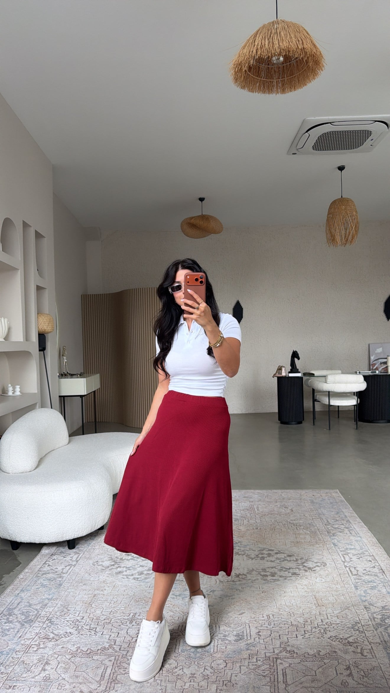 Bordo Kaşkorse Etek