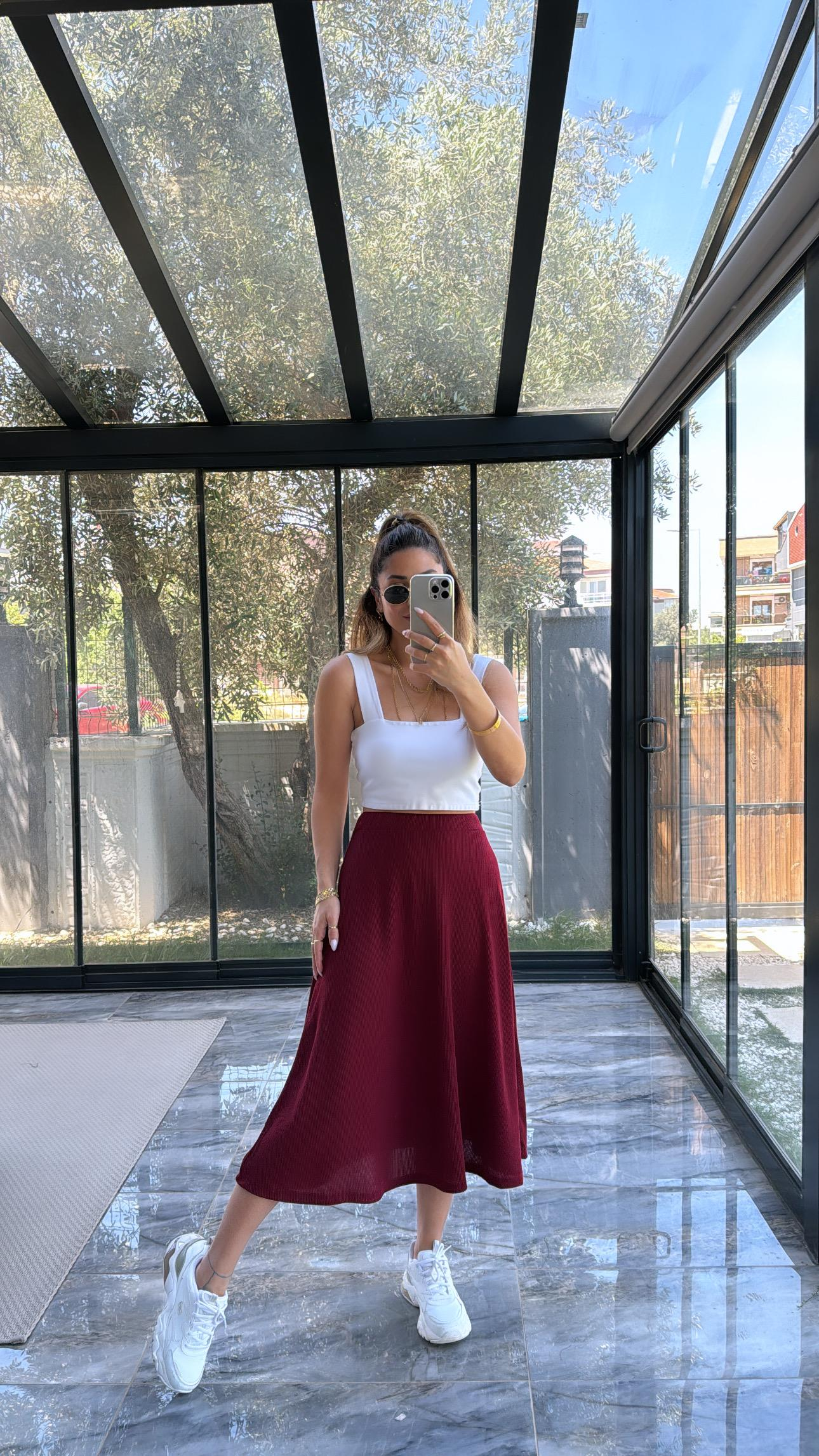 Bordo Kaşkorse Kiloş Etek