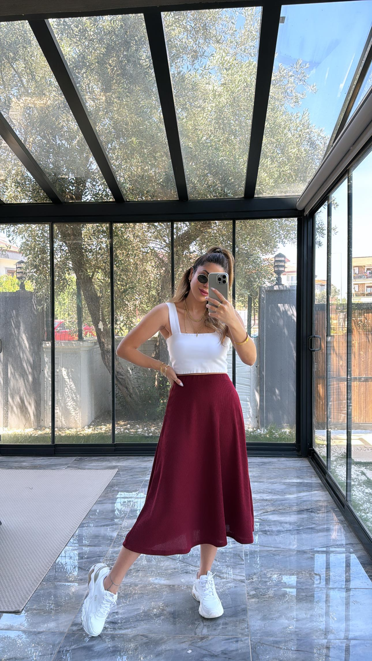 Bordo Kaşkorse Kiloş Etek