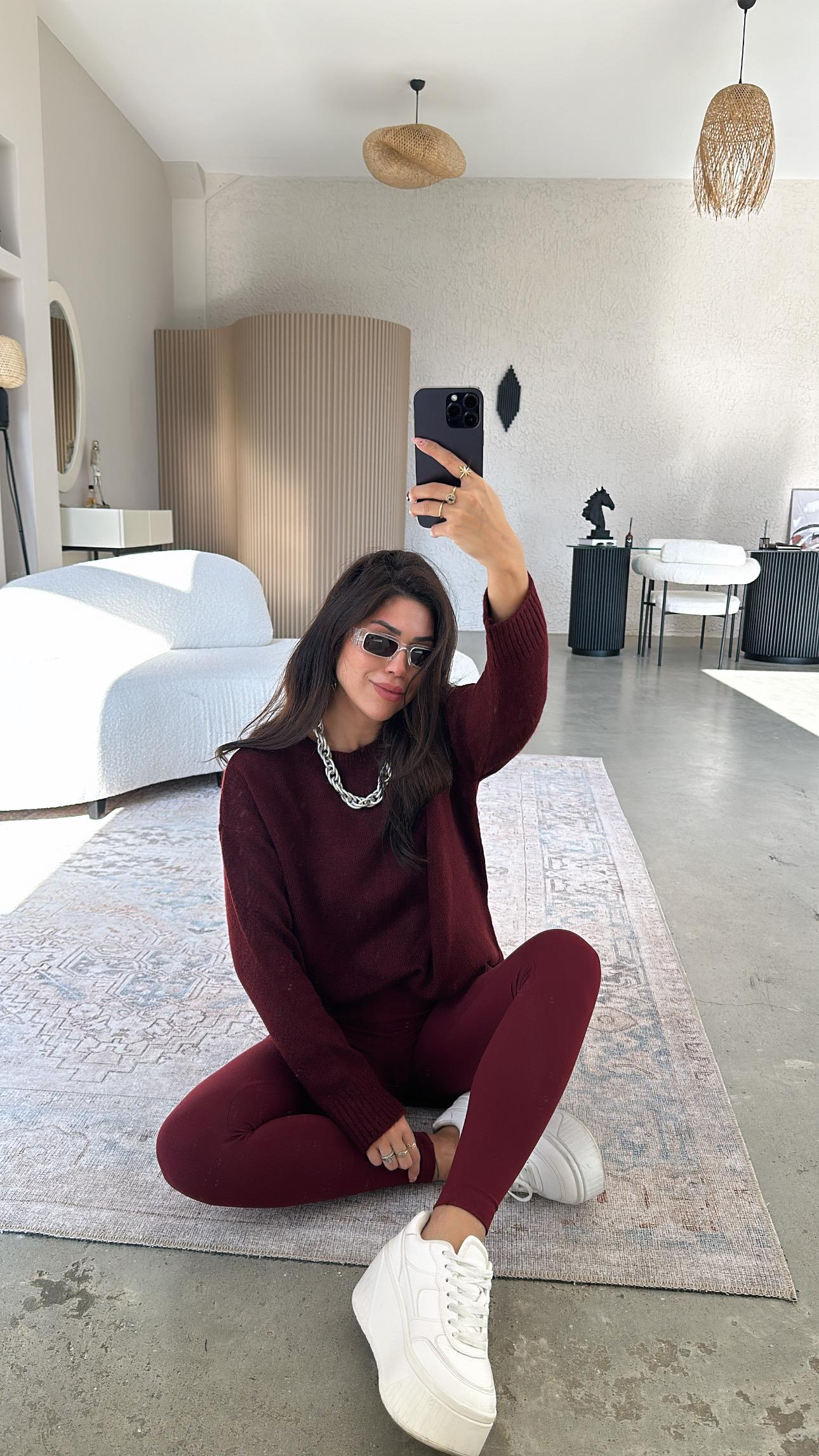 Bordo Oys Basic Orijinal Tayt