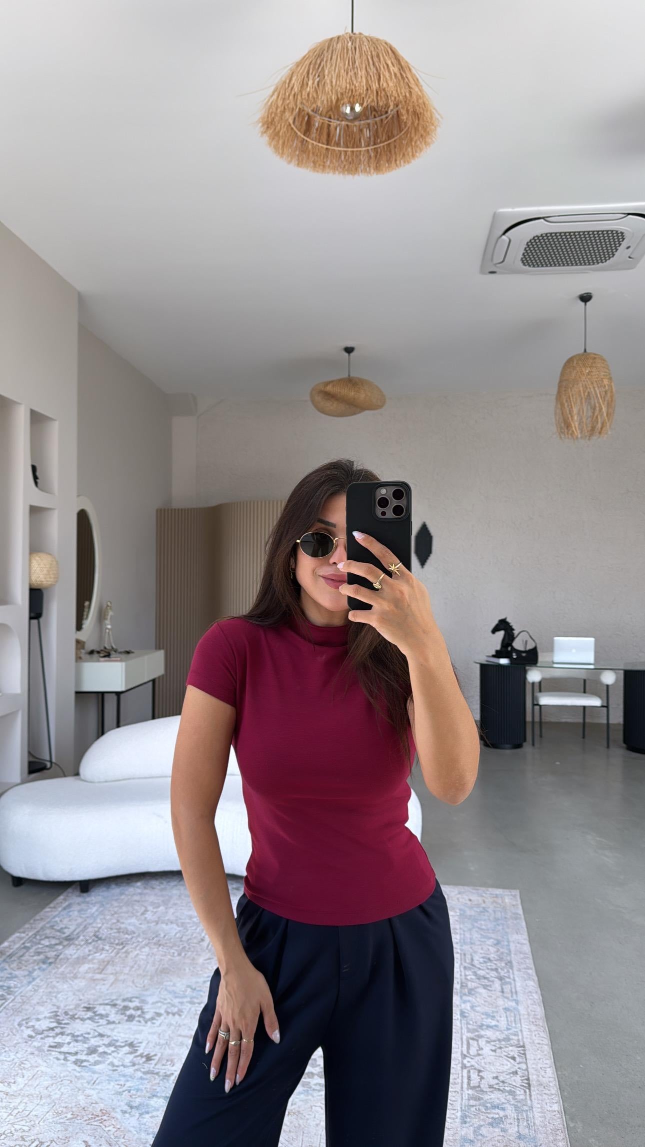 Bordo Oys Modal Dik Yaka Basic