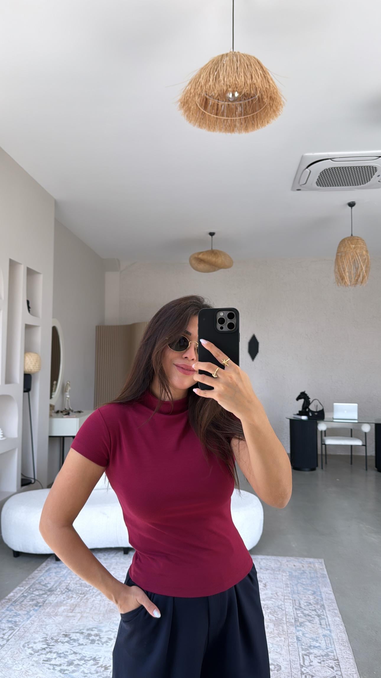 Bordo Oys Modal Dik Yaka Basic