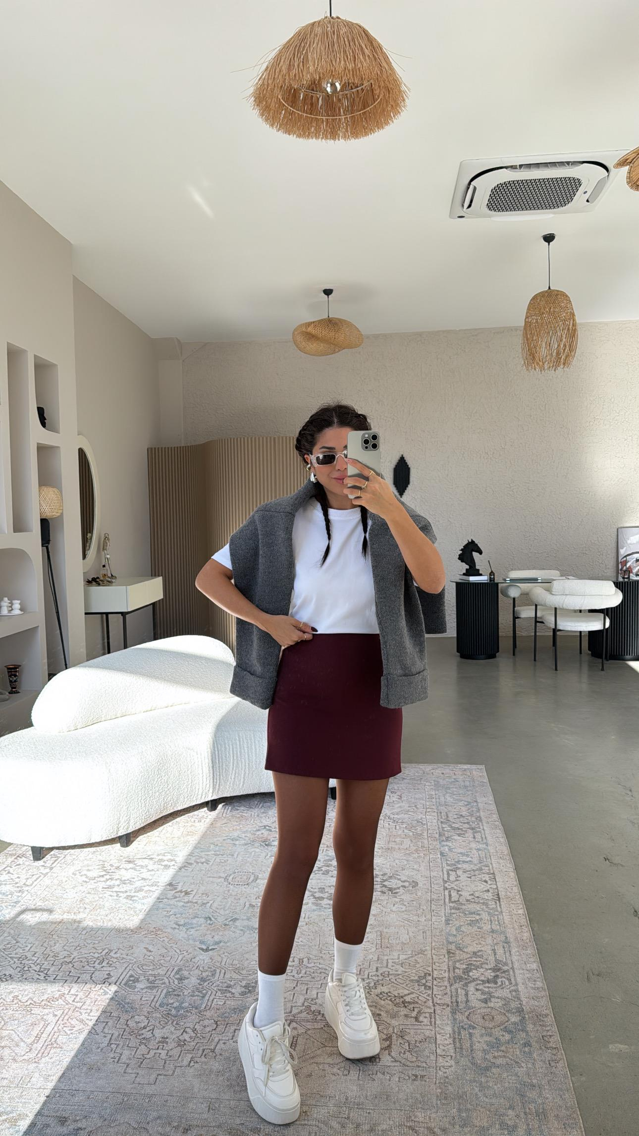 Bordo Premium Mini Etek
