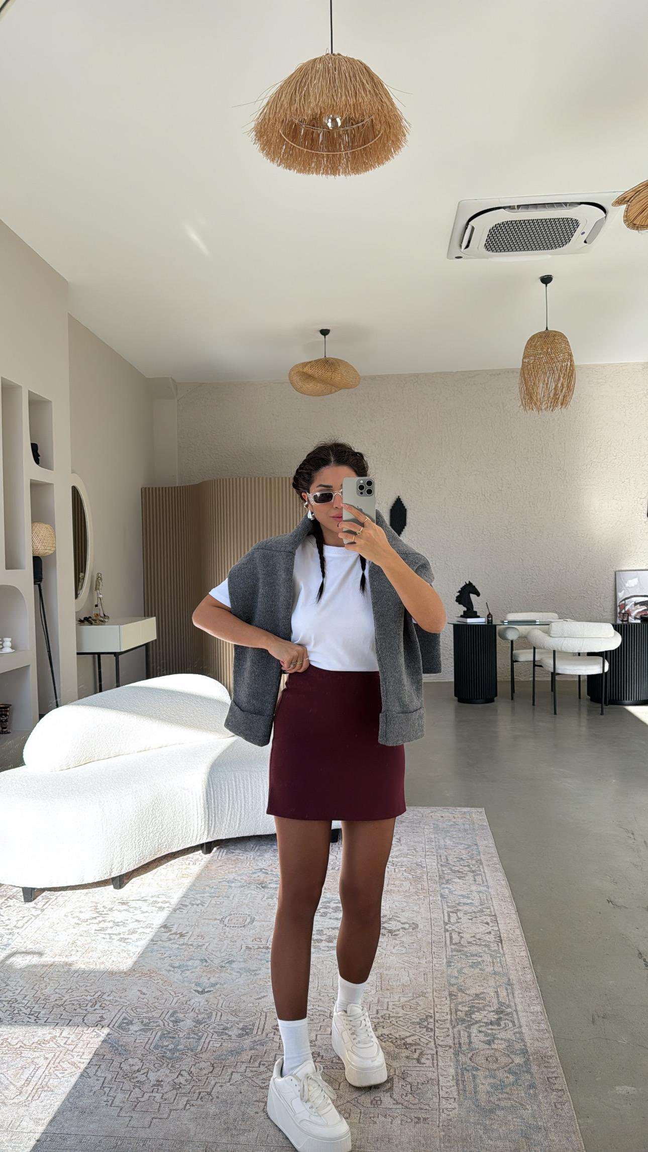 Bordo Premium Mini Etek