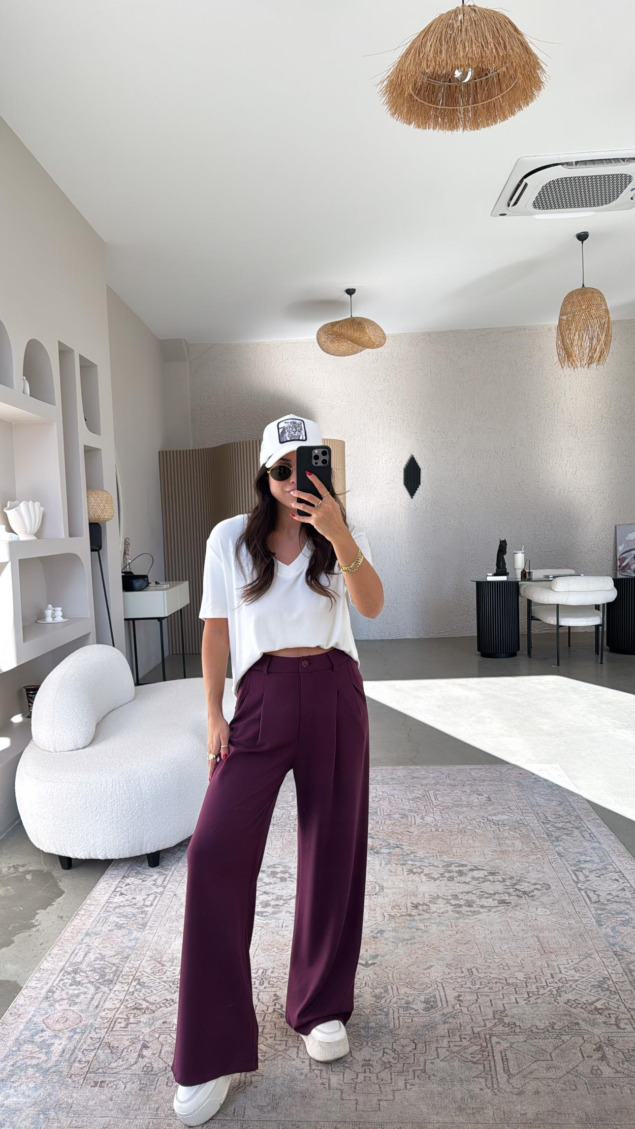 Bordo Relax Pantolon